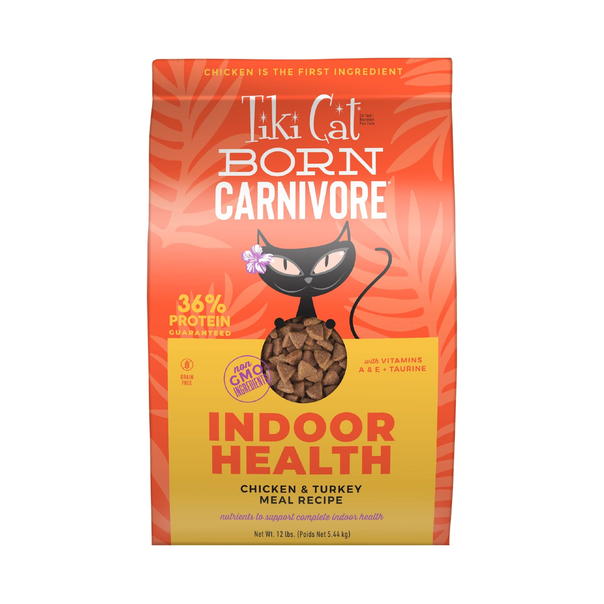 Tiki Cat Born Carnivore Indoor Health, Chicken & Turkey Meal, Grain-Free Baked Kibble to Maximize Nutrients, Dry Cat Food, 6 lbs. Bag