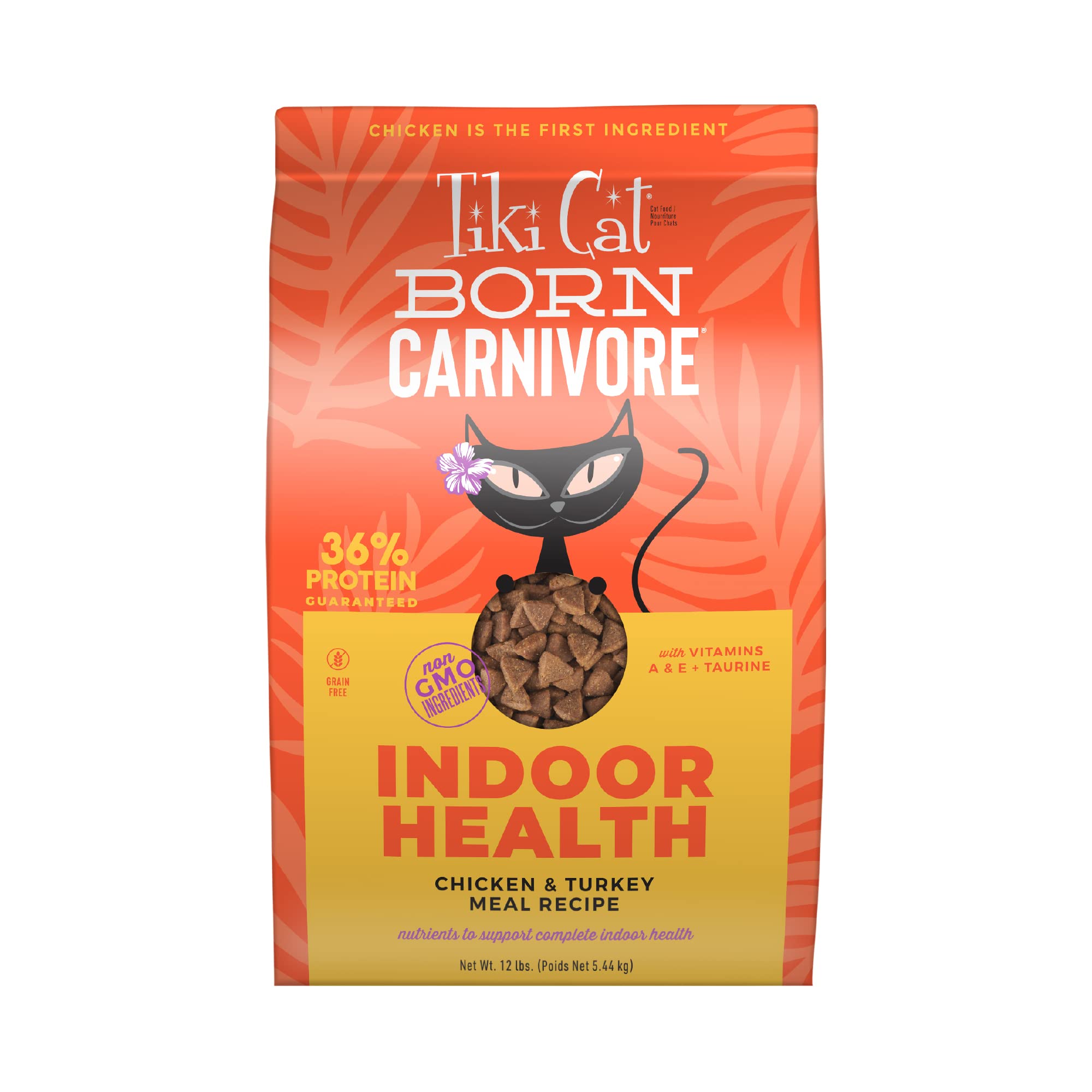 Tiki Cat Born Carnivore Indoor Health, Chicken & Turkey Meal, Grain-Free Baked Kibble to Maximize Nutrients, Dry Cat Food, 6 lbs. Bag