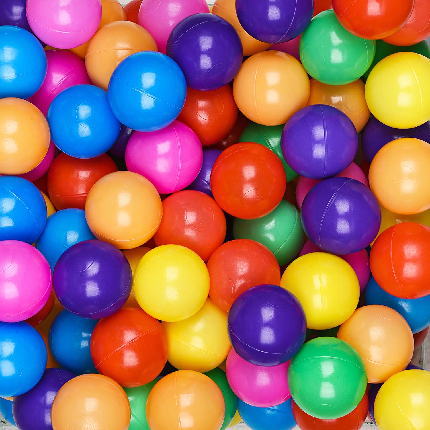 Hovenlay Ball Pit Balls Phthalate Free BPA Free Crush Proof Plastic - 7 Bright Colors in Reusable Play Toys for Kids with Storage Bag