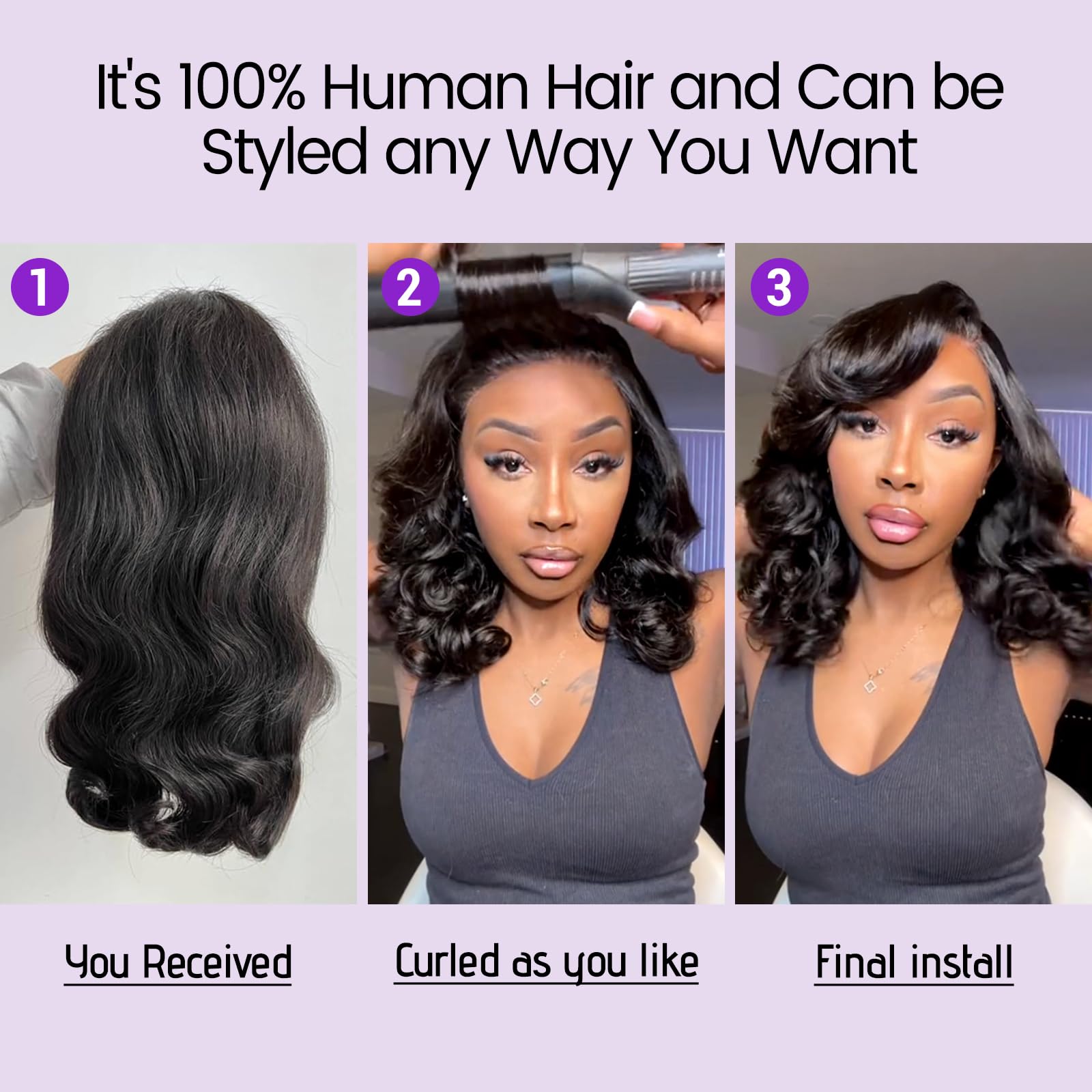 UVVUVV Wear and Go Glueless Wigs Pre Plucked Pre Cut 4x4 Body Wave Bob Wig Human Hair wigs for black women Short Bob Wig Human Hair 180 dentisty natrual color 14inch