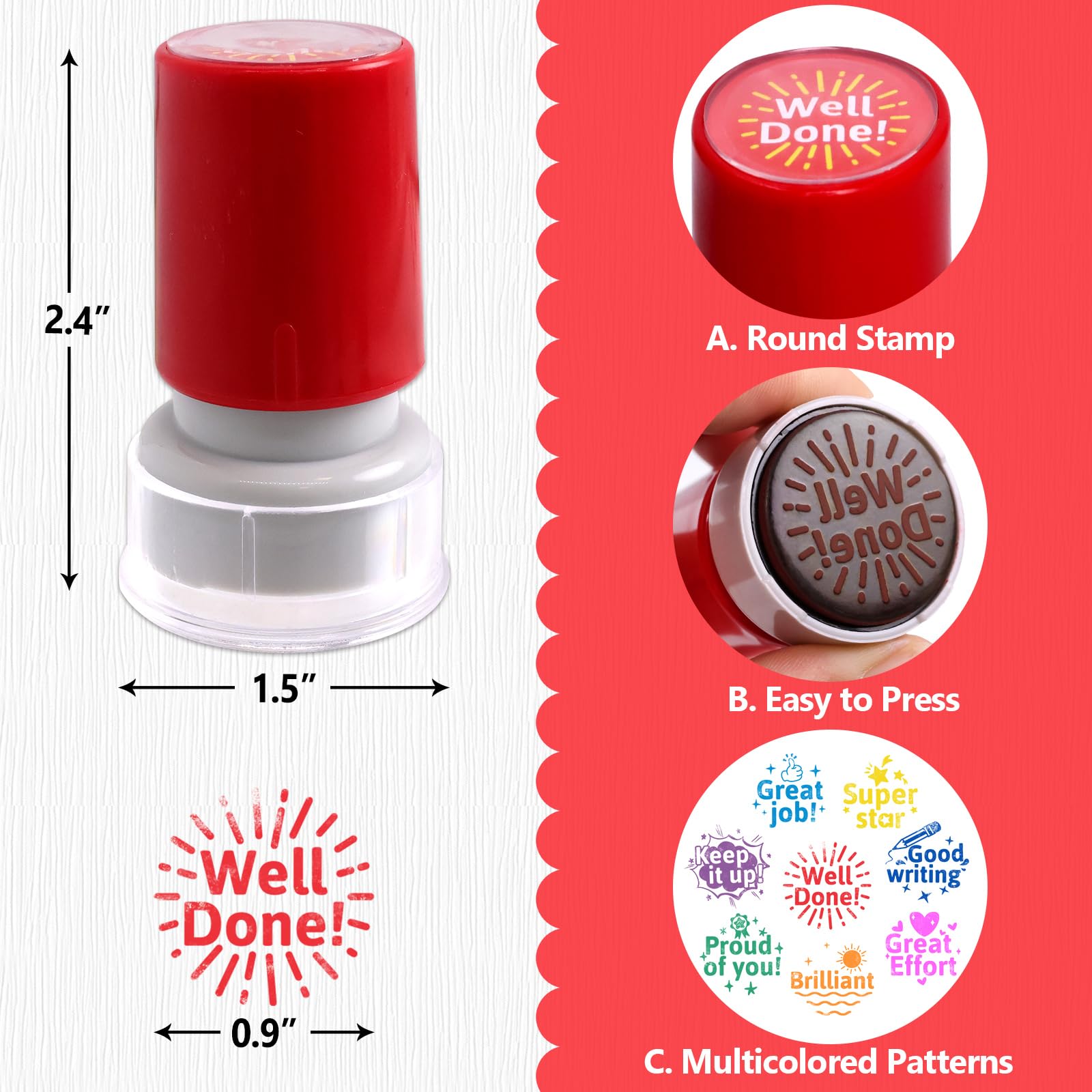 Fancy Land Teacher Stamps Self Inking for Classroom Rubber Stamp for Grading Homework Test Motivation Students Behavior Reward Supplies 8Pcs