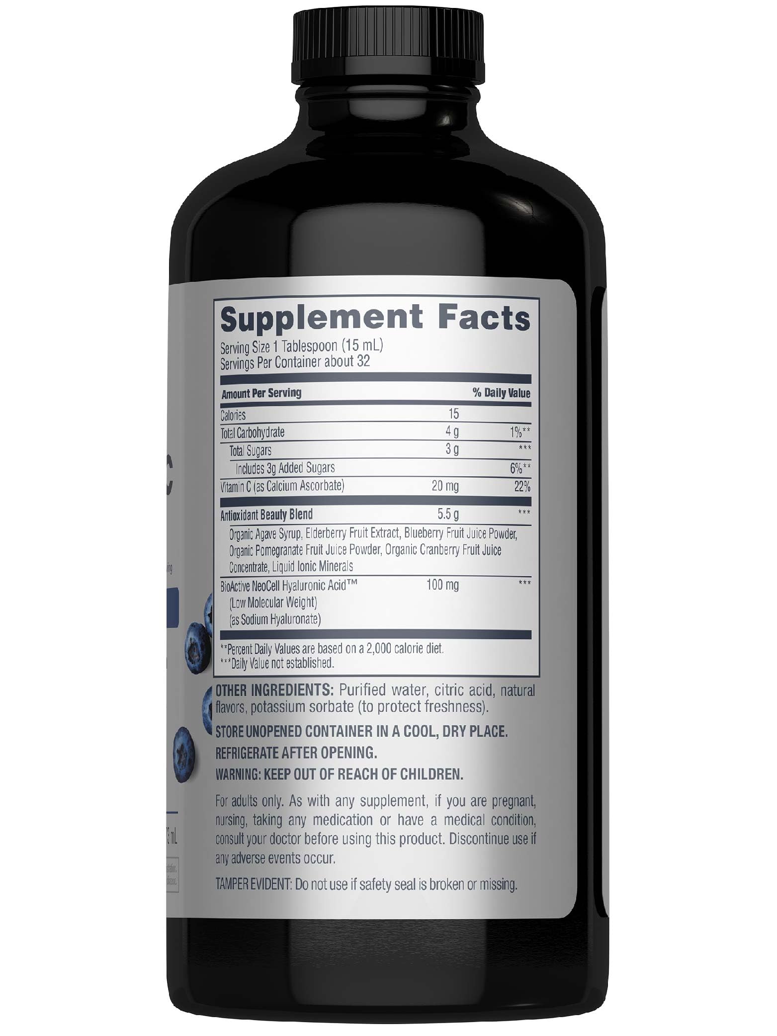 NeoCell Hyaluronic Acid Liquid with Vitamin C, Berry, 16 Fl Oz (Pack of 1) - Packaging May Vary