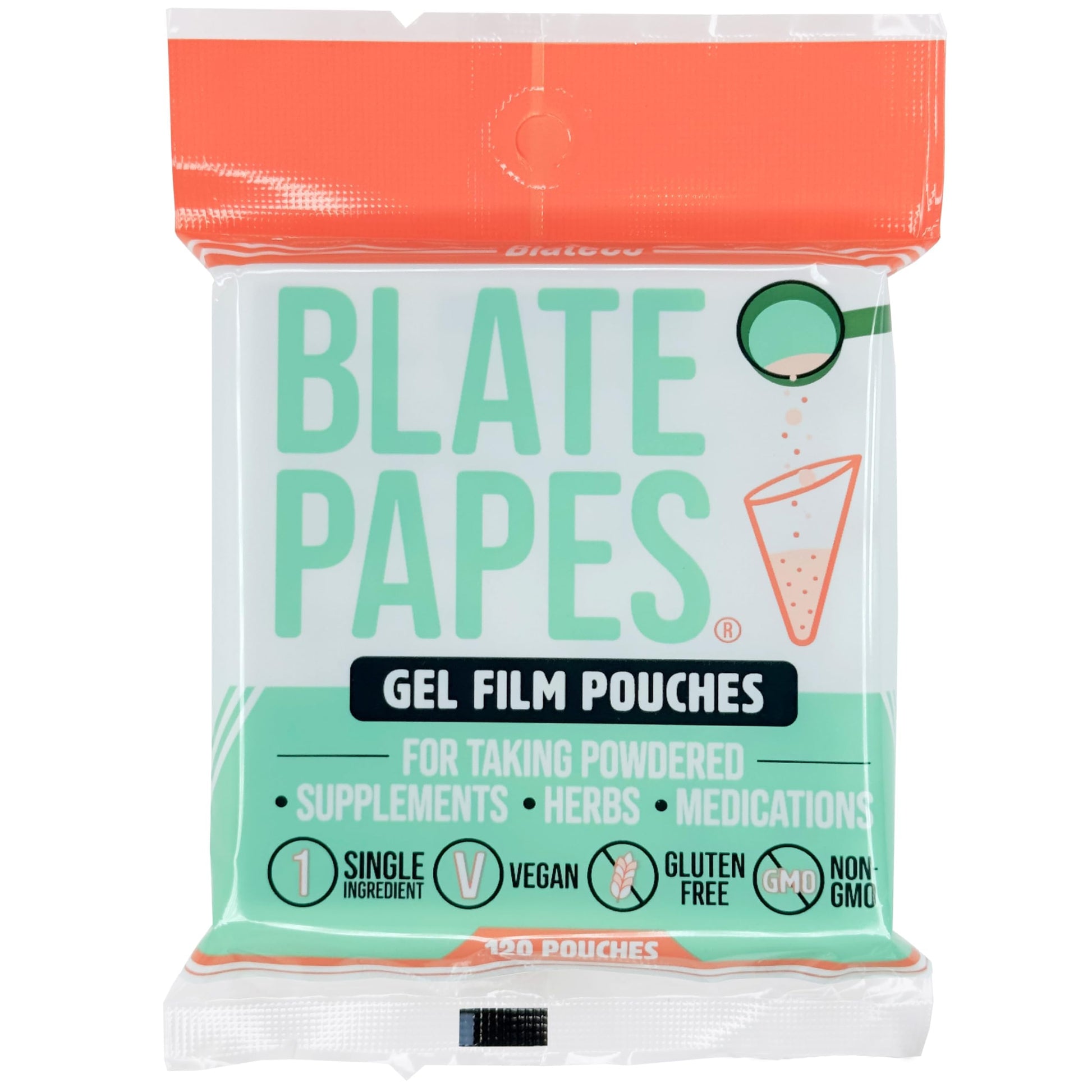 Blate Papes Gel Film Pouches, 120 Count | Edible Films for Taking Herbs and Supplements