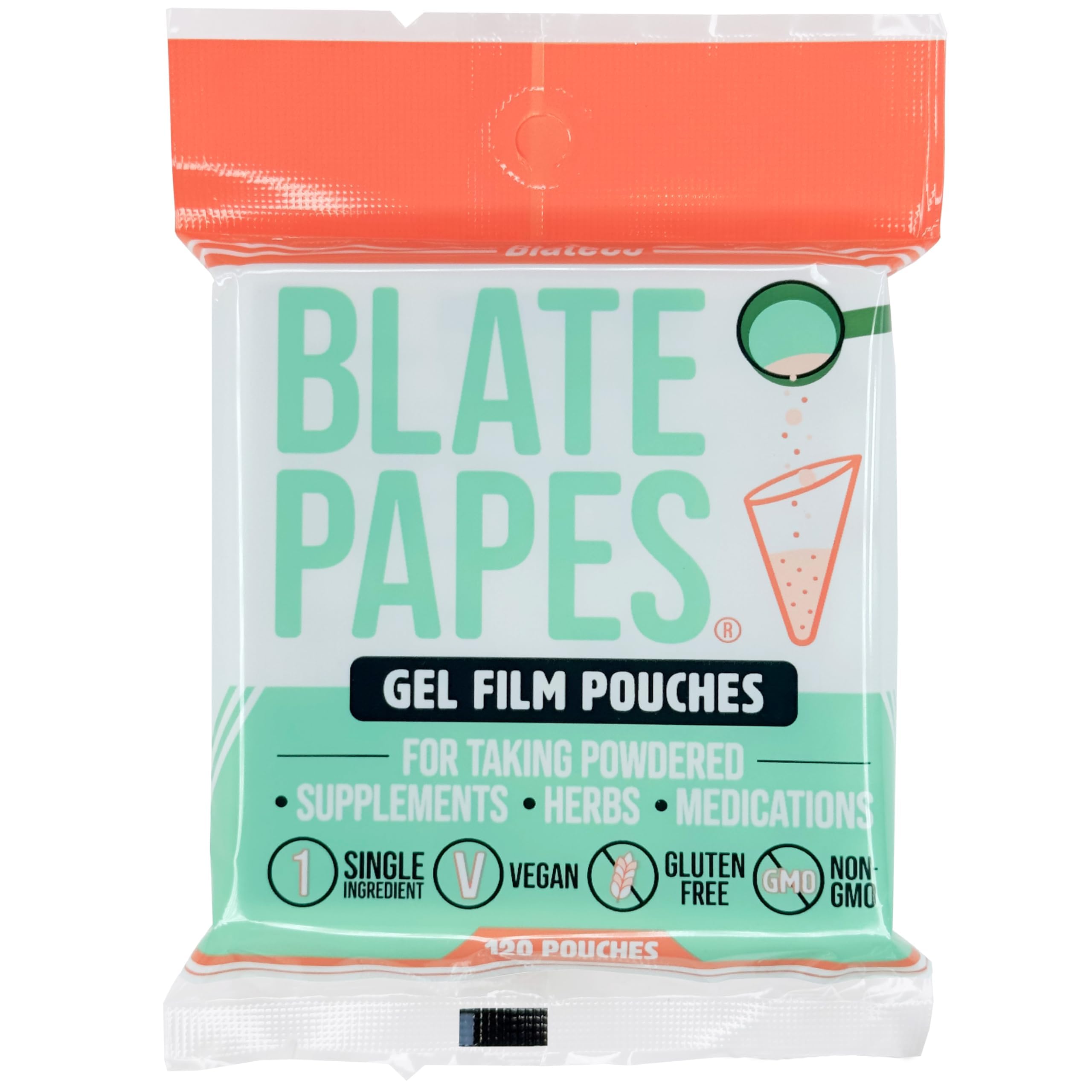 Blate Papes Gel Film Pouches, 120 Count | Edible Films for Taking Herbs and Supplements