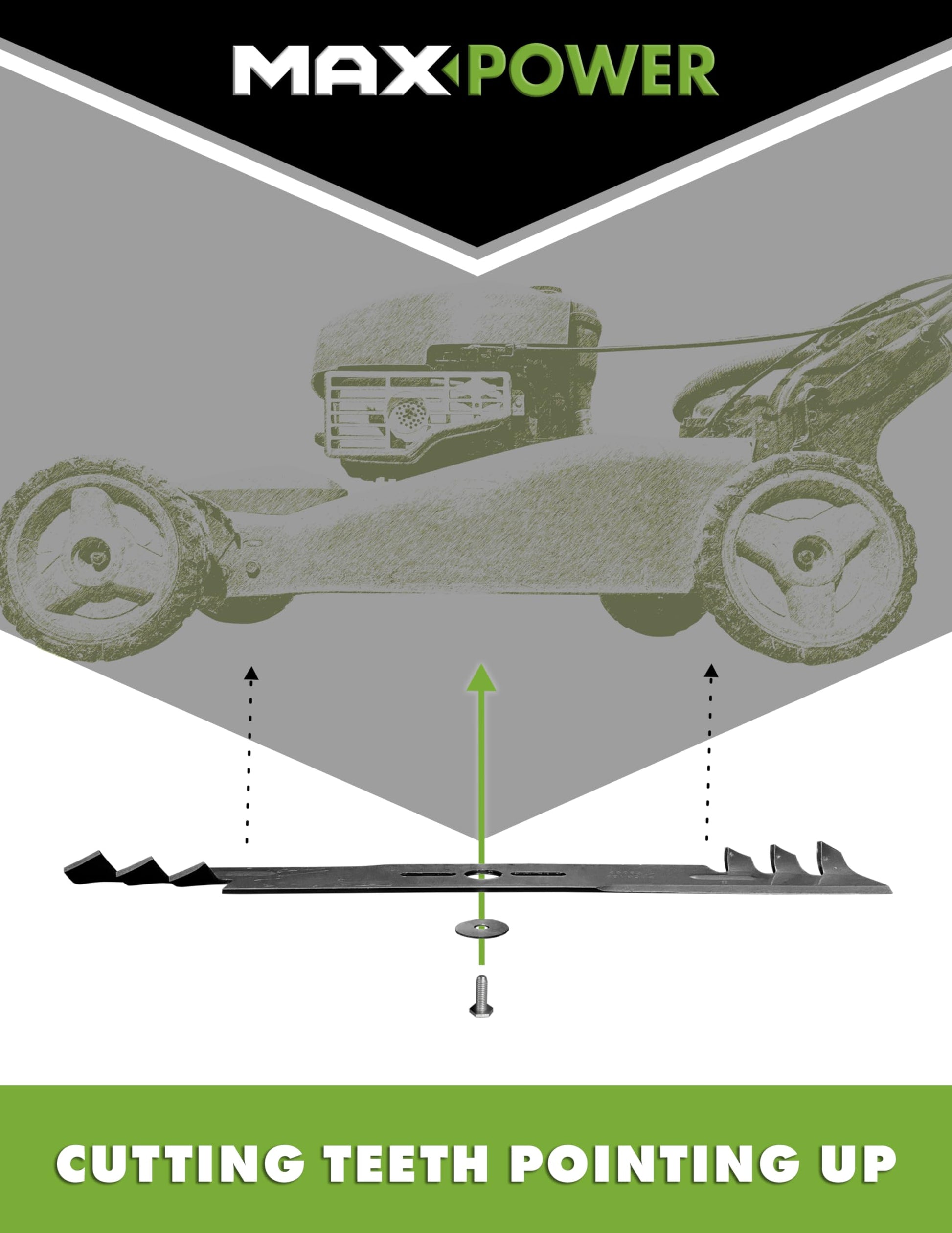 MaxPower 331376XB Commercial Mulching Mower Blade for 22" Toro Recyclers, Replaces OEM no. 108-9764-03, 131-4547-03, Black