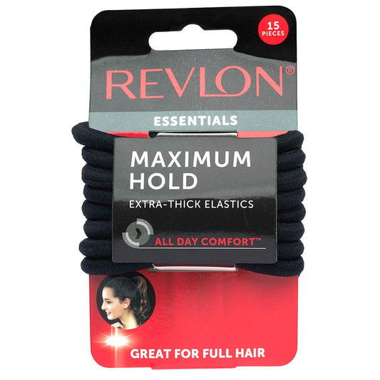 Revlon Extra Thick Black Hair Elastics, 15 Count