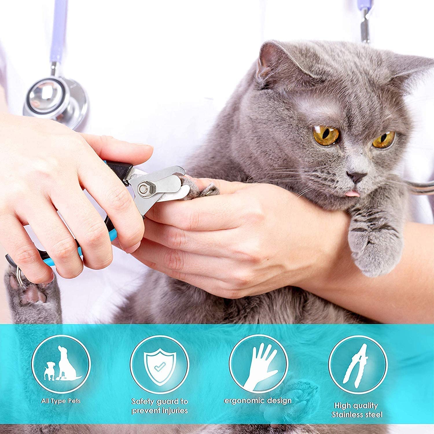 Candure Dog Nail Clippers and Trimmer with Safety Guard to Avoid Over-Cutting Toe Nails Professional Grooming Pet Nail Clipper with Nail File for Small Medium-Large Breeds