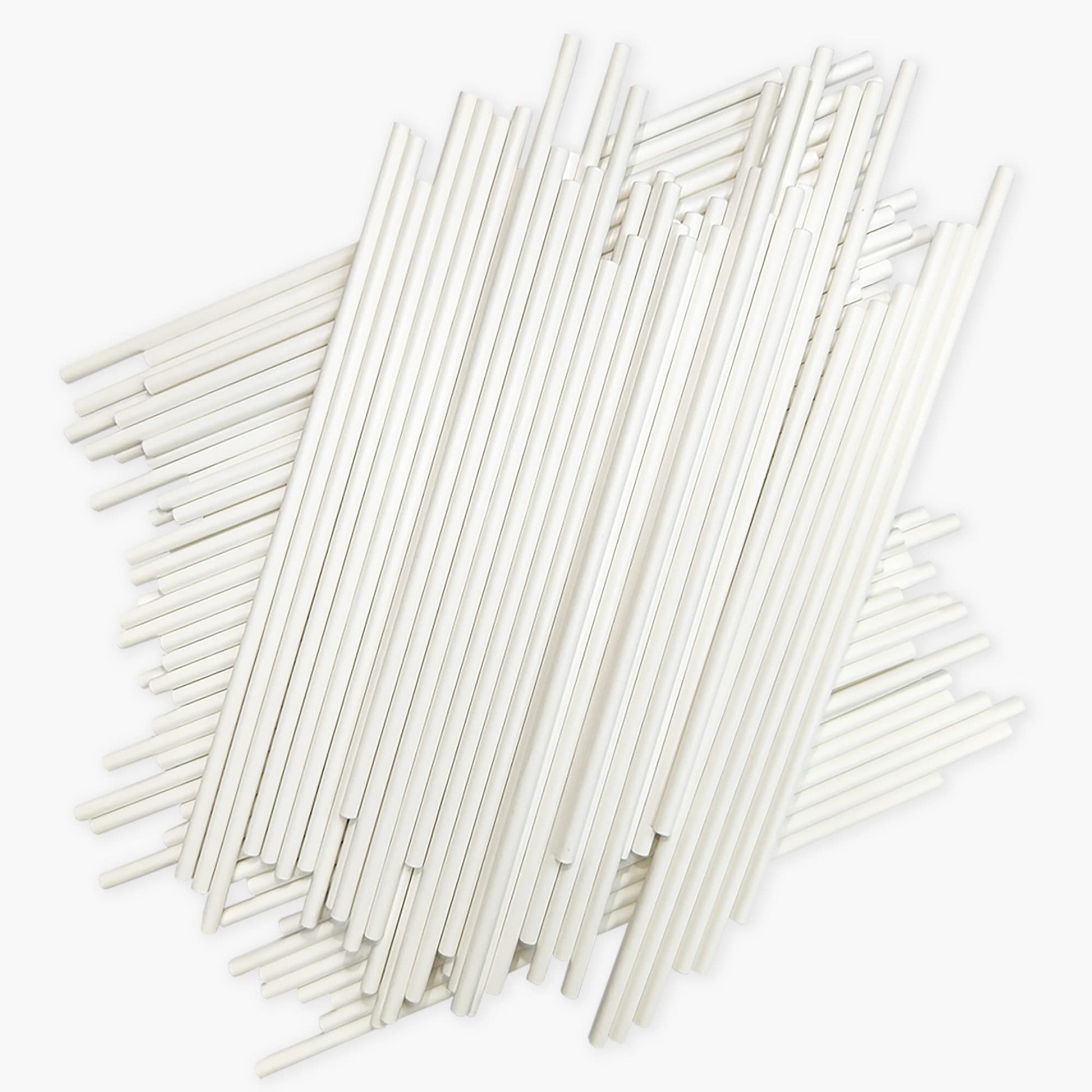 100 Count 6 INCH White Paper Lollipop Sticks,Cake Pop Sticks,Sucker Sticks for Cookies,Rainbow Candy,Chocolate,Cake Topper(Dia 4mm)