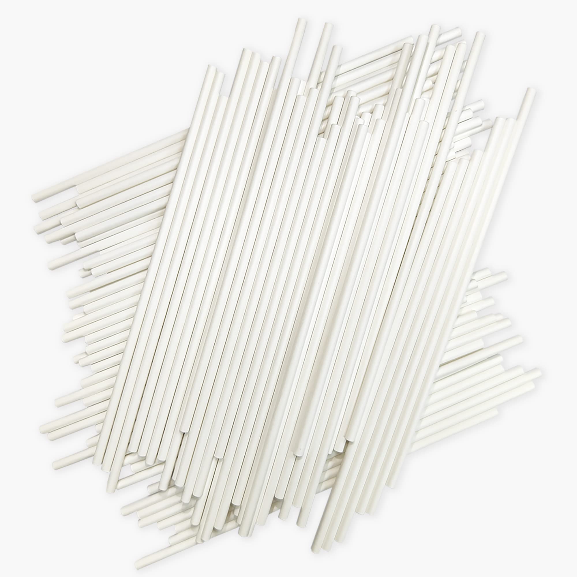 100 Count 6 INCH White Paper Lollipop Sticks,Cake Pop Sticks,Sucker Sticks for Cookies,Rainbow Candy,Chocolate,Cake Topper(Dia 4mm)