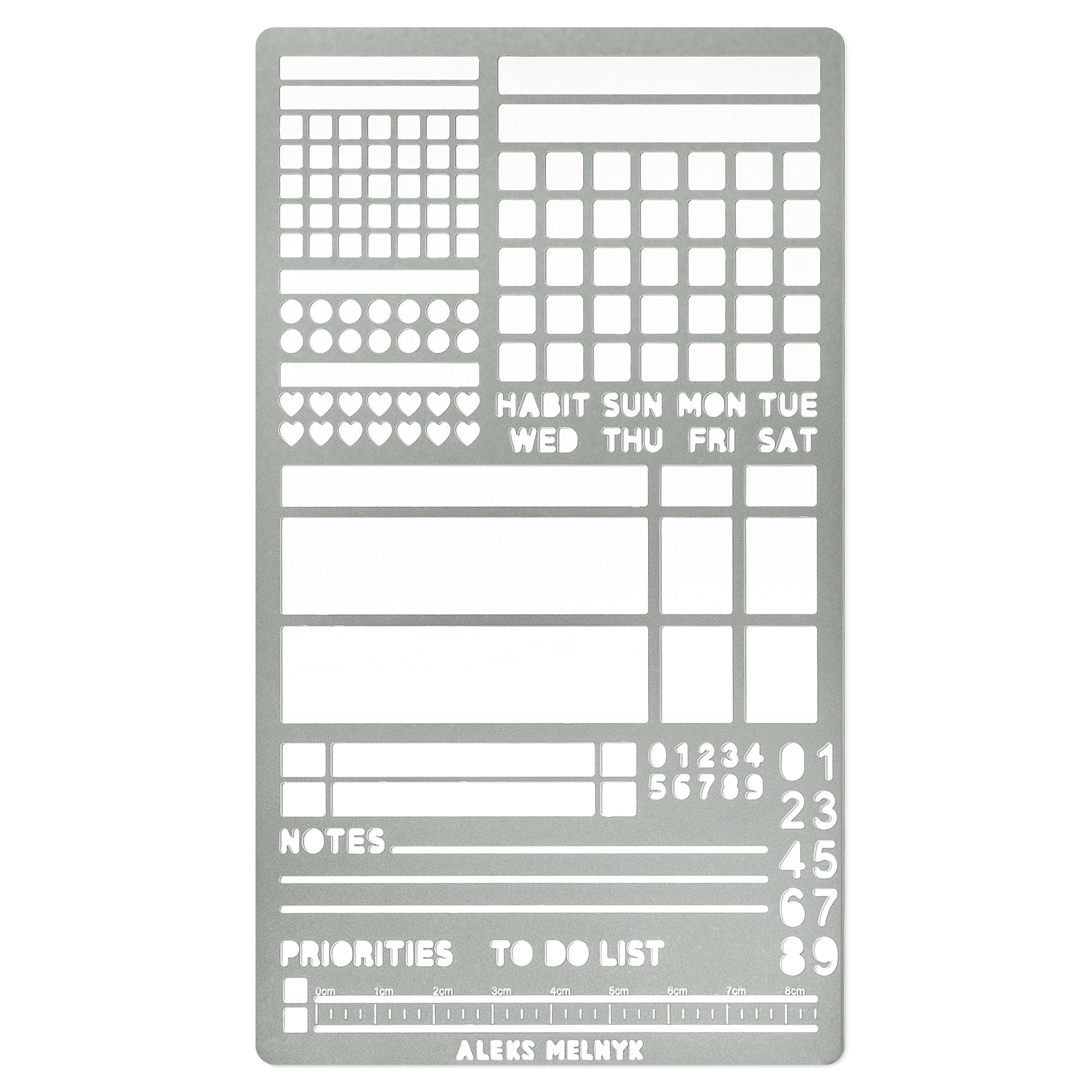 Aleks Melnyk No.423 Metal Stencil for Bullet Journaling, Bookmark, Planning, Banners, Lines, Lists, Planner Stamps, Habit Tracker, Dot Journal Stencil for Diary, Template, Scrapbook