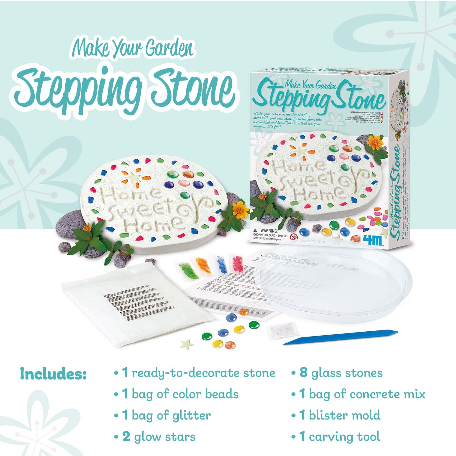 4M Make Your Garden Stepping Stone Kit-Outdoor Toys - Arts and Crafts for Kids Ages 8-12