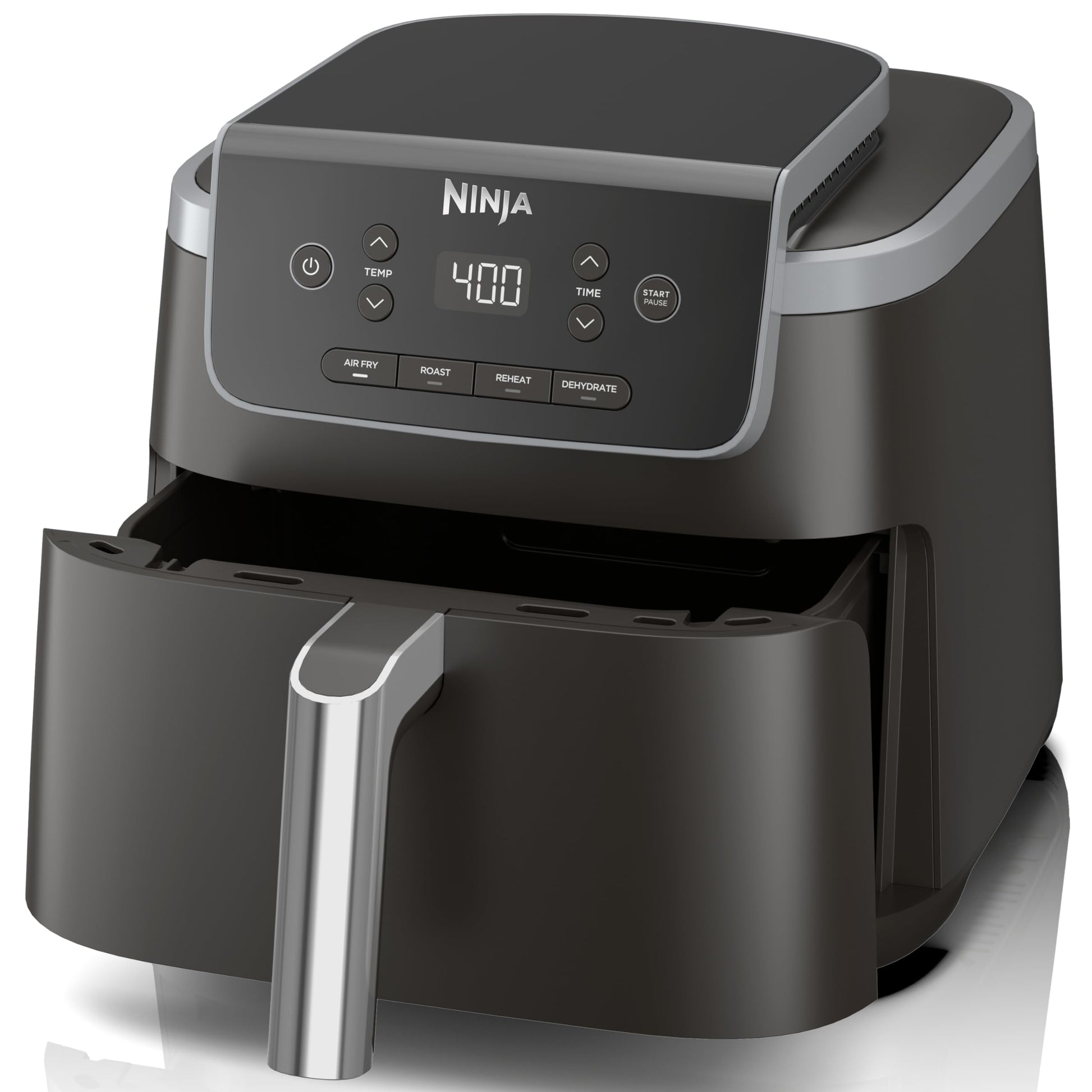 Ninja | Air Fryer | 4-in-1 Pro Air Fry, Roast, Reheat, Dehydrate | 5QT Capacity fits up to 4lbs of French Fries | 400F Max Temp | Nonstick Basket & Crisper Plate | 120V | Grey | AF141