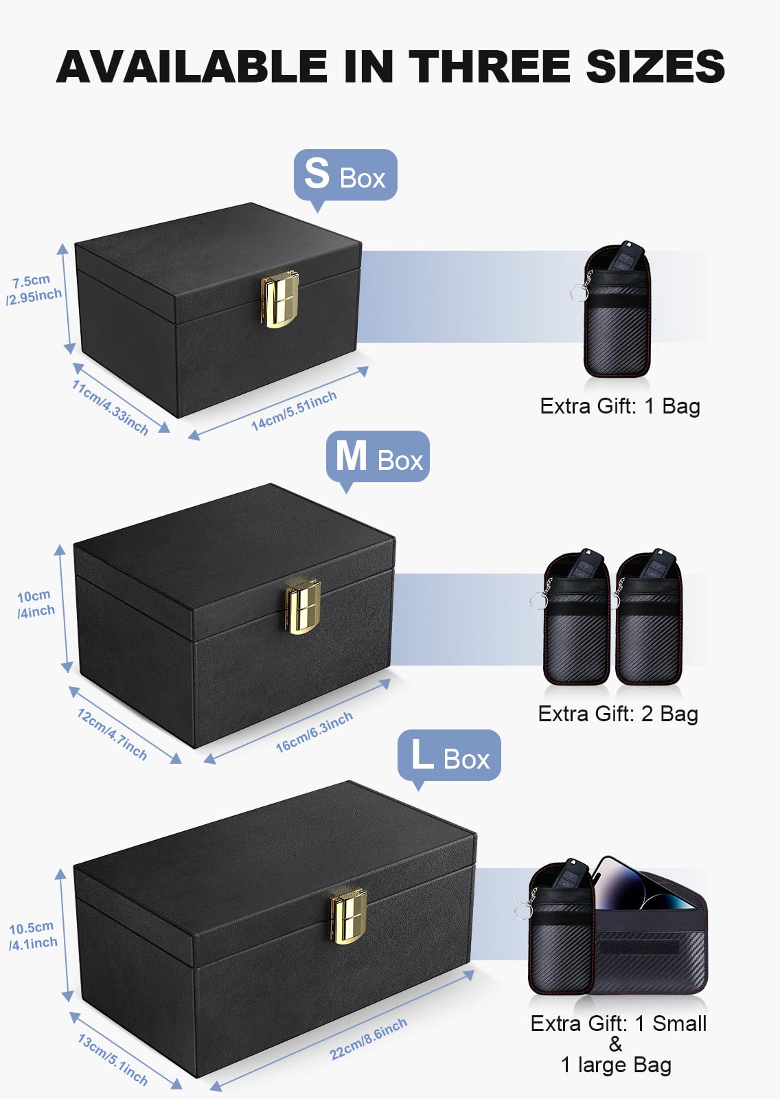 Samfolk Faraday Box with Faraday Bags for Car Keys, Car Key Signal Blocking Box, Keyless Entry Car Key Safe Protector Car Alarm Anti-Theft Shielding Cage