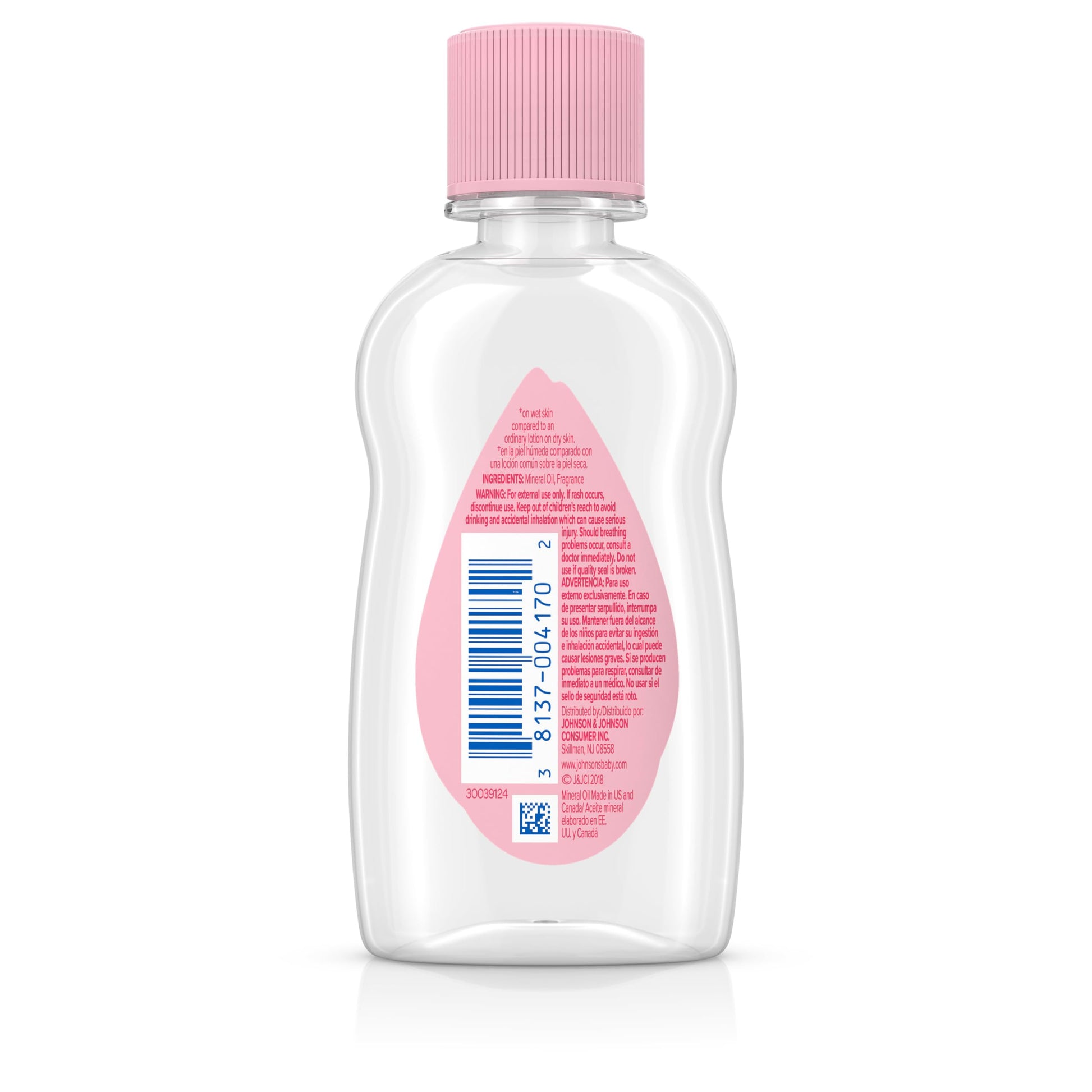 Johnson's Baby Oil, Pure Mineral Oil to Prevent Moisture Loss for Newborn, Kids, and Adults, Gentle and Soothing Baby Massage Oil, Dry Skin Relief, Hypoallergenic, Original Scent, 3 fl. oz