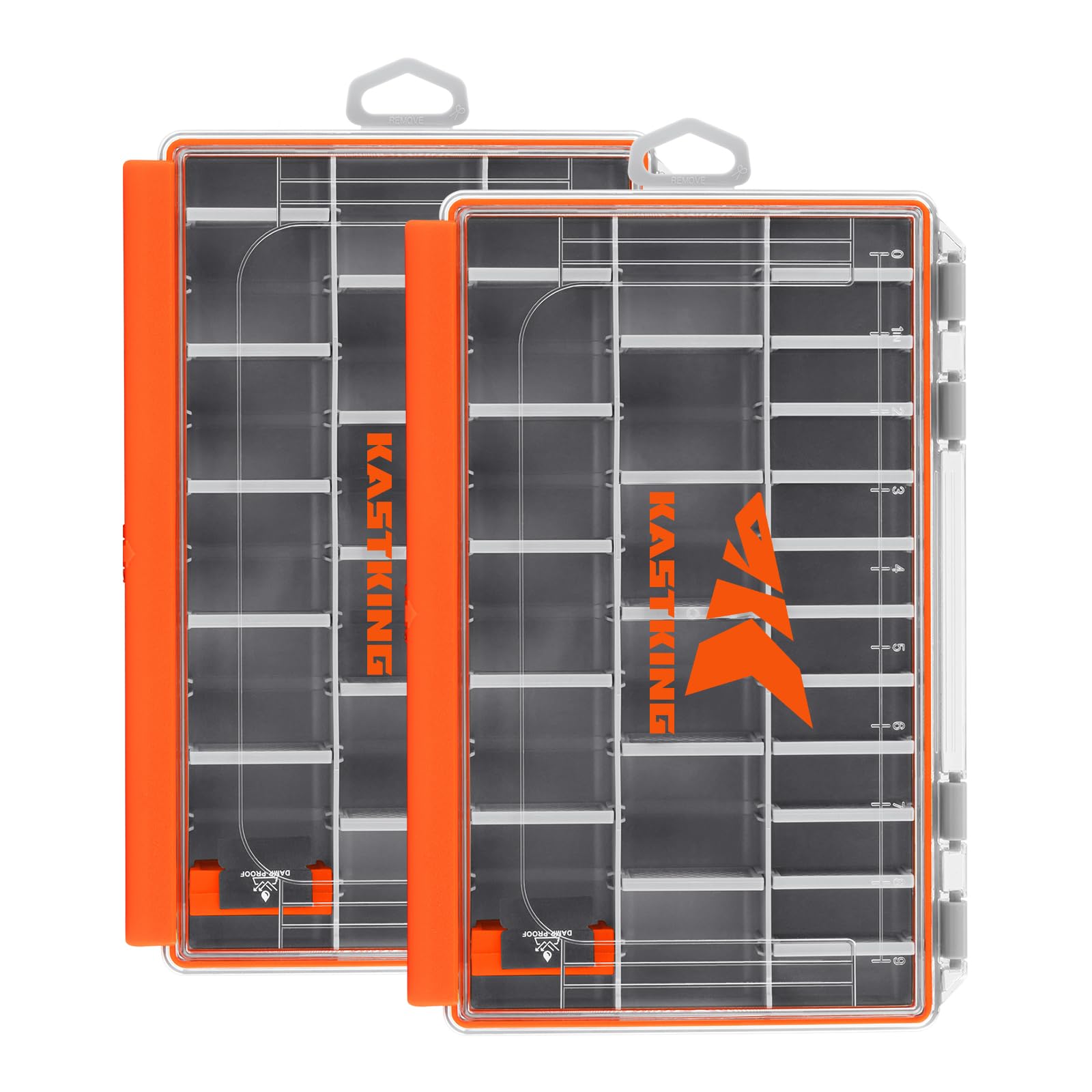 KastKing HyperSeal Waterproof Fishing Tackle Box, Waterproof 3600 and 3700 Tackle Trays, Organizer with Removable Dividers, Lure Box and Terminal Tackle Storage