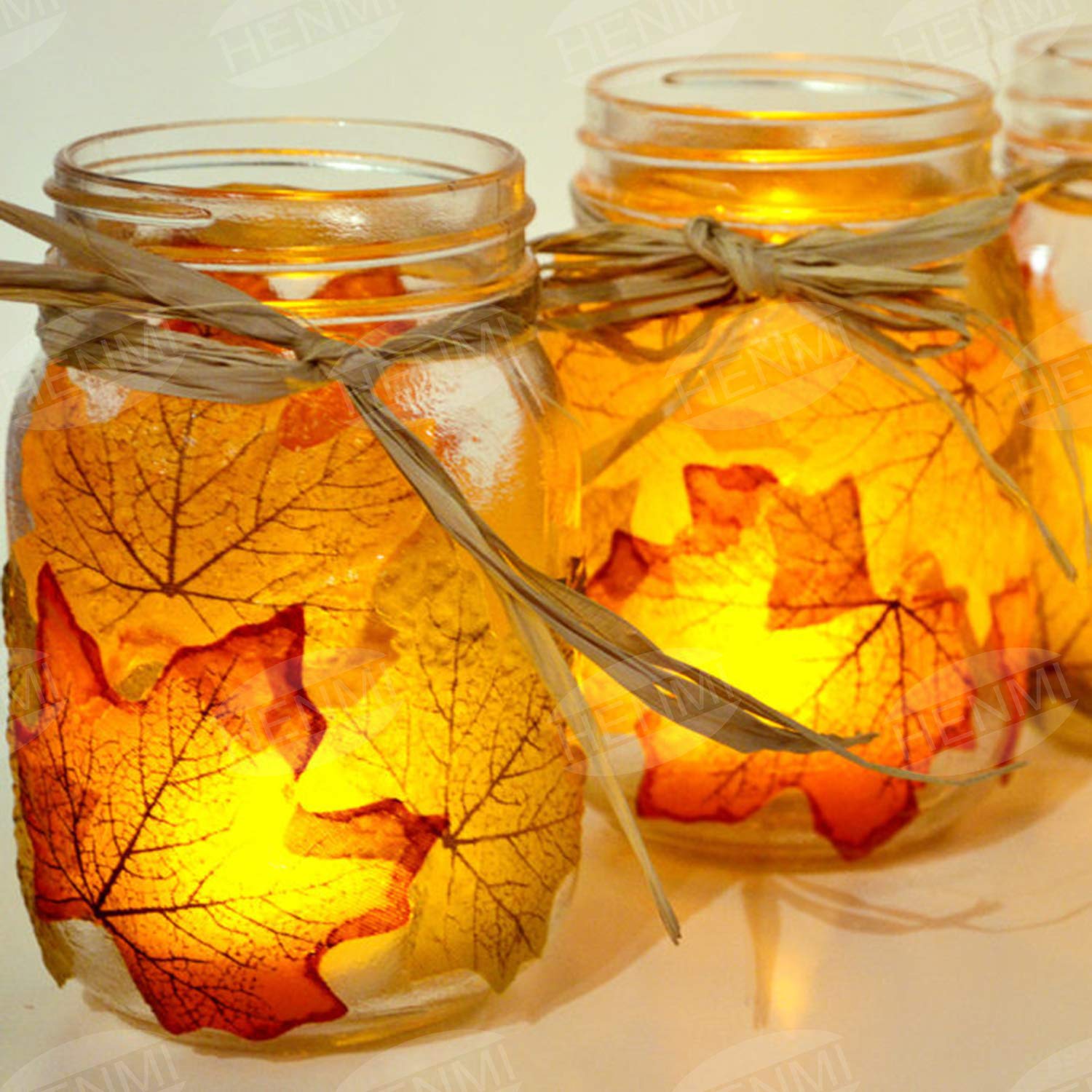 HENMI 500PCS Artificial Maple Leaves 5 Assorted Mixed Fake Fall Maple Leaf Lifelike Looking Silk Autumn Leaf Garland for Halloween Fall Decor Party Festival Thanksgiving Table Decorations…