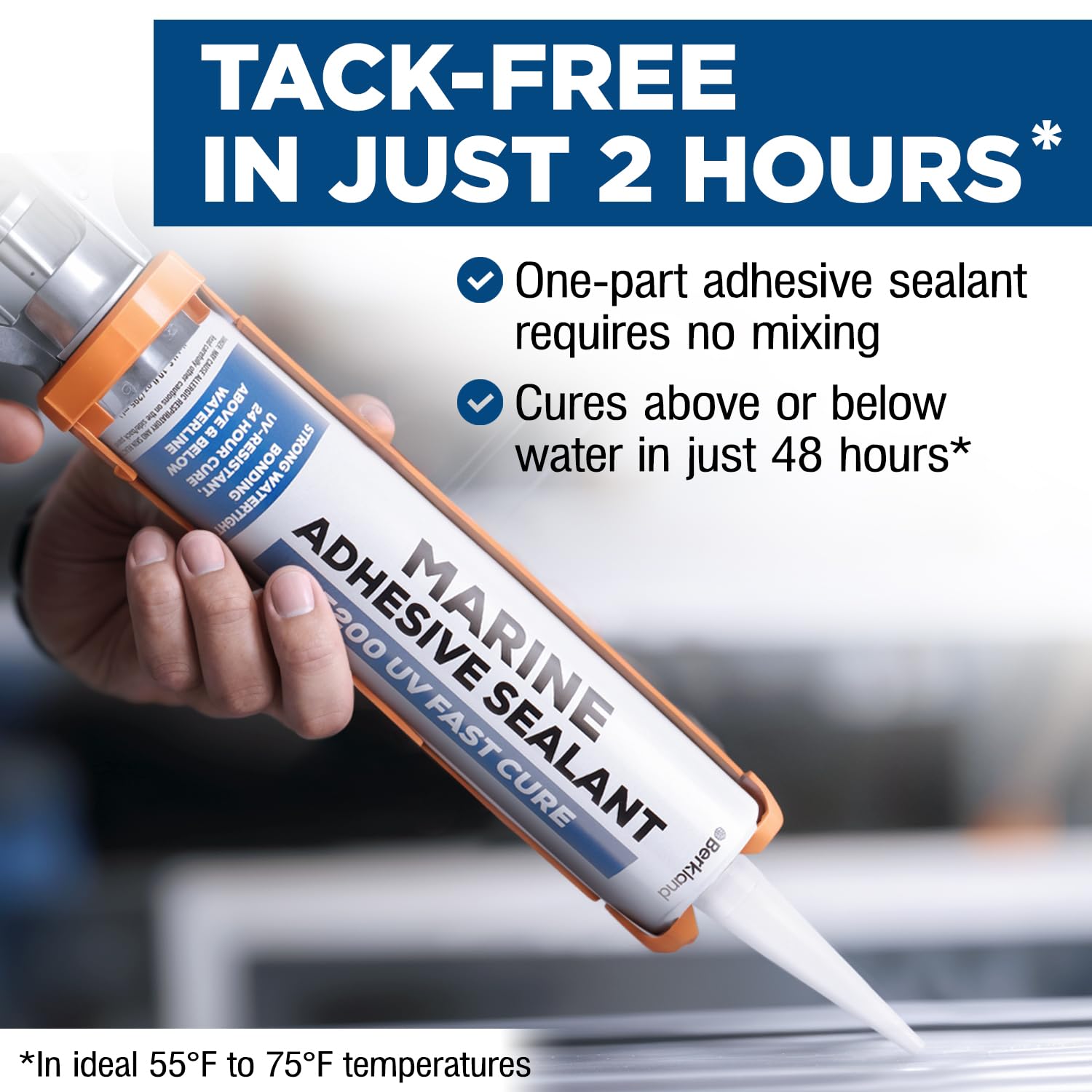 10 oz Marine Adhesive Sealant 5200 Fast Cure (White) - Permanent, Watertight Bonding and Sealing - UV Resistant, Above & Below Waterline - Compare to 05203 and 06520 FC M - by Berkland