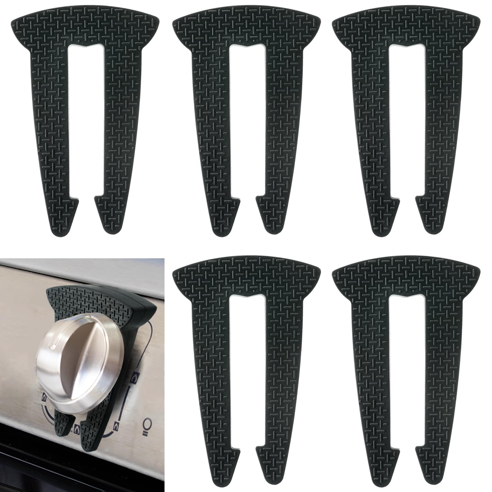 Lwuzkdo 5-Pack Gas Stove Knob Locks for Child Safety, Durable Design Knob Safety Covers, Child Proof Oven Knob Locks, Prevent Accidental Touch(Black)