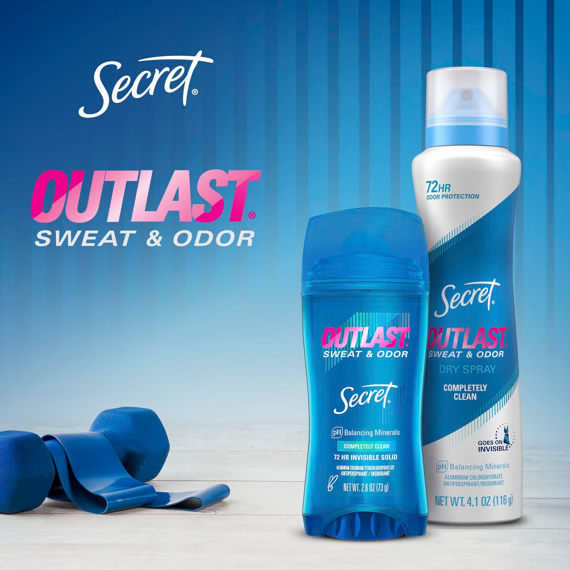 Secret Outlast Antiperspirant Deodorant for Women, 72hr Sweat & Odor Protection, PH Balancing Minerals, Clear Gel, Completely Clean Scent, 2.6 oz (Pack of 2)