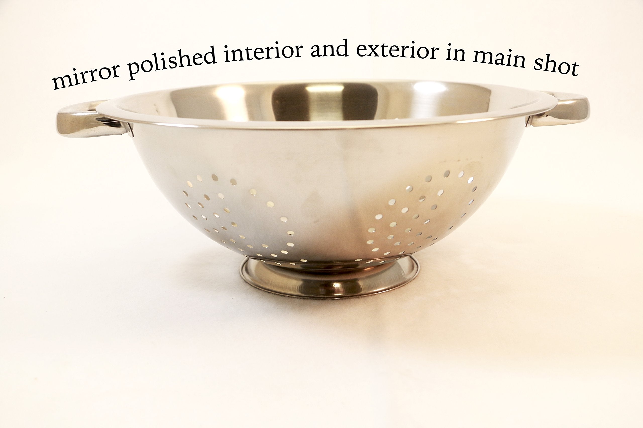 EXCELSTEEL Heavy Duty Stainless Steel Colander 5 Qt | Easy Grip Handles | Self-Draining Base | Mirror Polished | Dishwasher Safe | Pack of 1