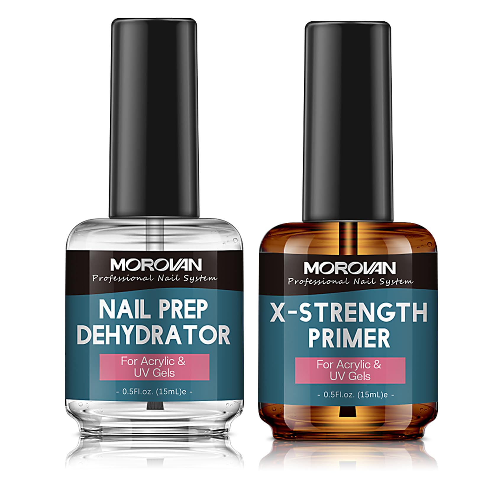 Morovan Nail Prep Dehydrator und Primer X-Stärke, No Burn Non-Acid Nail Primer und Dehydrator für Acrylpulver, schnell trocknend 15ml