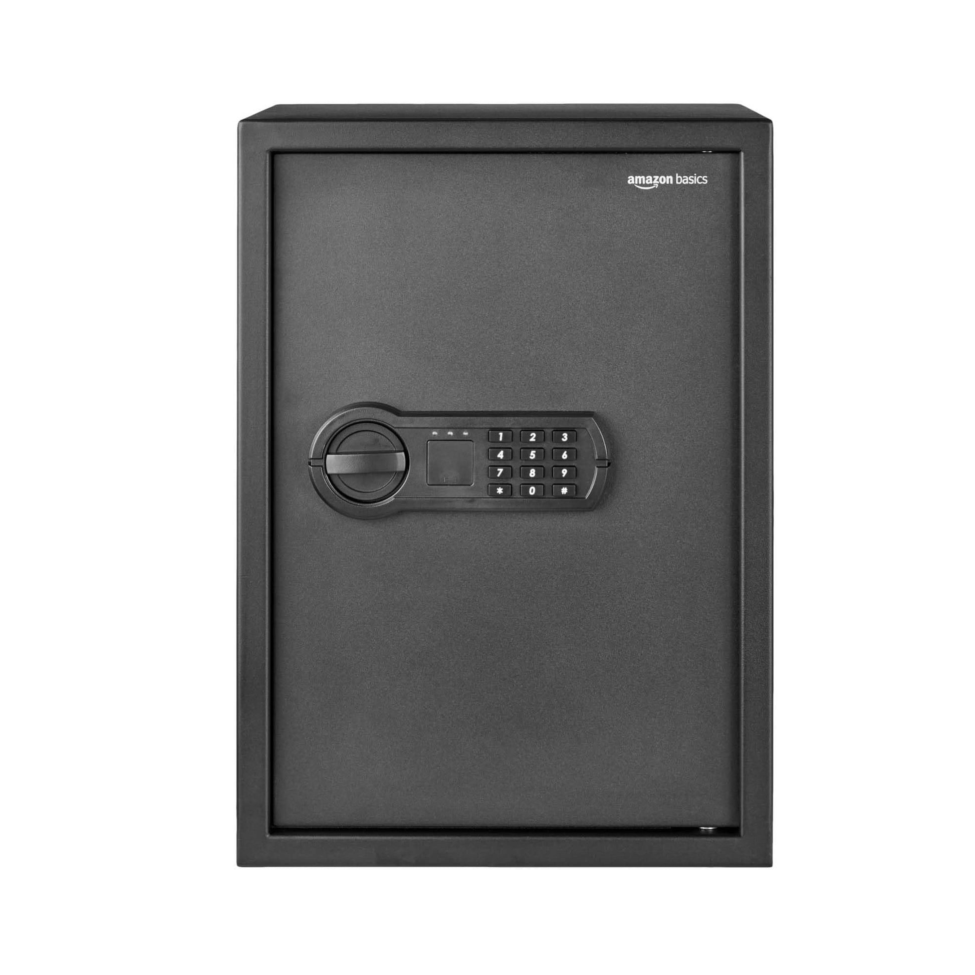 Amazon Basics Steel Home Security Electronic Safe with Programmable Keypad Lock for Documents, Jewelry, Valuables, 1.8 Cubic Feet, Black, 13.8"W x 13"D x 19.7"H