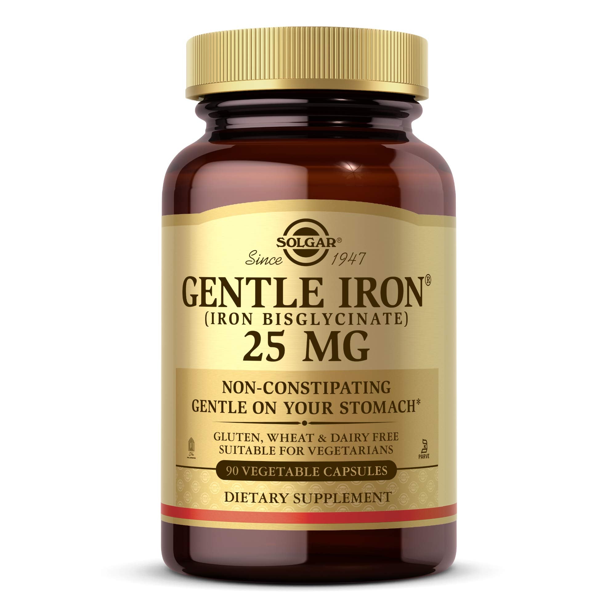 Solgar Gentle Iron - Ideal for Sensitive StomachsRed Blood Cell Supplement, , Non Constipating & GMO, Vegan, Gluten & Dairy Free, Kosher - 180 Servings, Unflavored, 180 Count