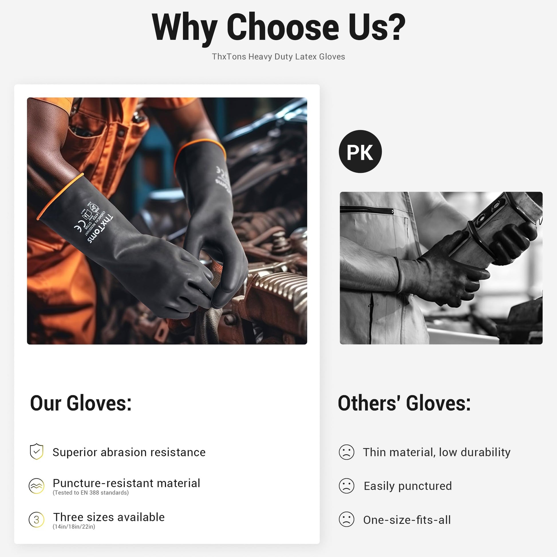 ThxToms Chemical Resistant Gloves,Long Heavy Duty Gloves,Puncture Resistant, Resist Acid,Oil,Alkali, Waterproof for Industrial Cleaning,Gardening,22", 1 Pair