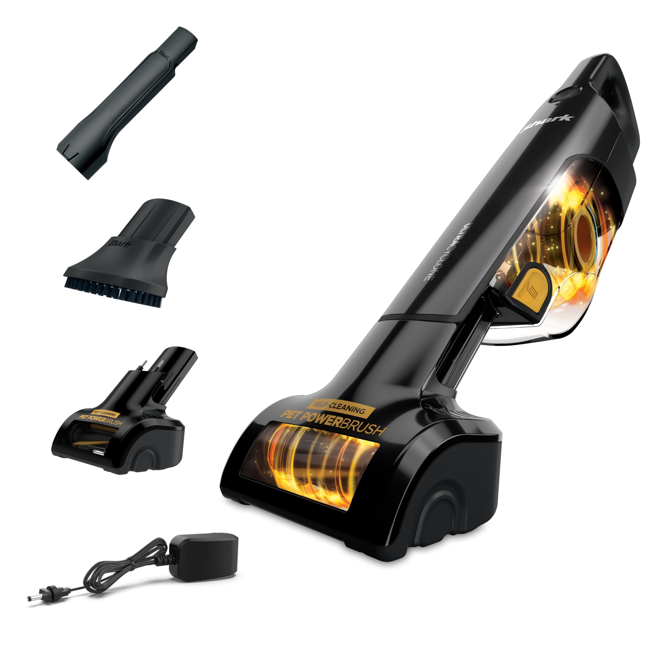 Shark UltraCyclone Pet Pro Plus Cordless Hand Vacuum, Powerful Suction, Handheld Vacuum for Car & Home, Pet Power Brush, Crevice Tool, Scrubbing Brush, XL Dust Cup, Black, CH951