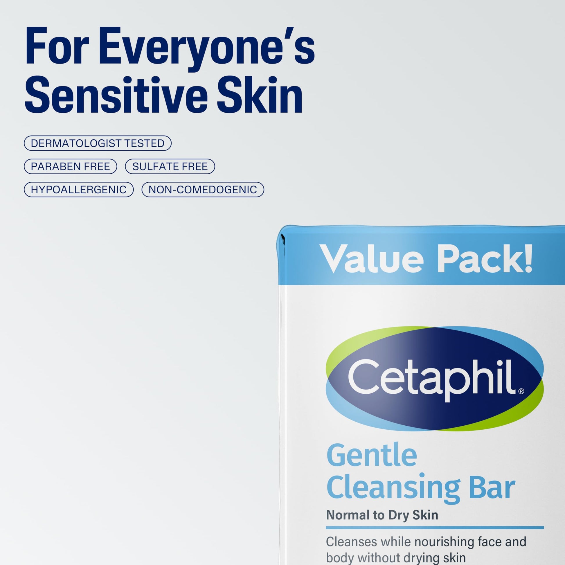 CETAPHIL Gentle Cleansing Bar, 4.5 oz Bar (Pack of 3), Nourishing Cleansing Bar For Dry, Sensitive Skin, Non-Comedogenic, Non-Irritating For Sensitive Skin