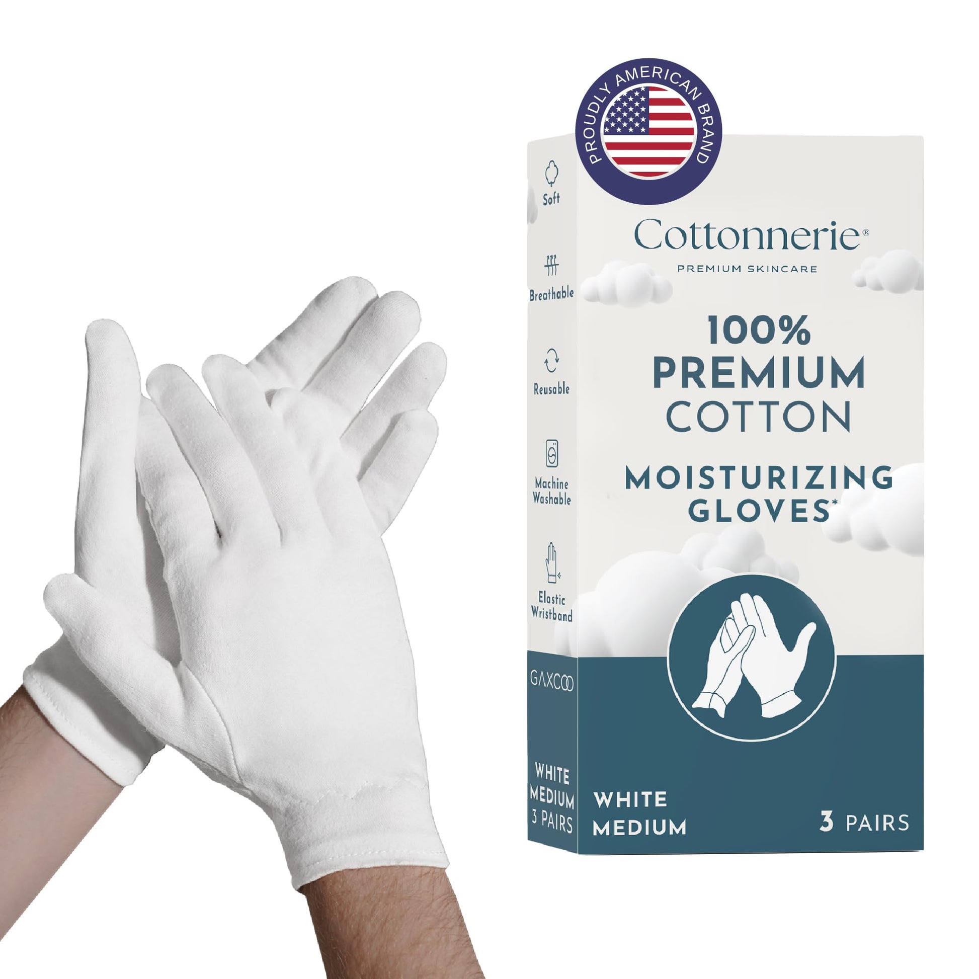 Gaxcoo Cottonnerie Cotton Gloves for Dry Hands Sleeping, Moisturizing Gloves Overnight, Hand Moisturizer Gloves, Moisture Gloves for Dry Hands Overnight, Sleeping Gloves, Eczema Gloves, Medium 7 Pair