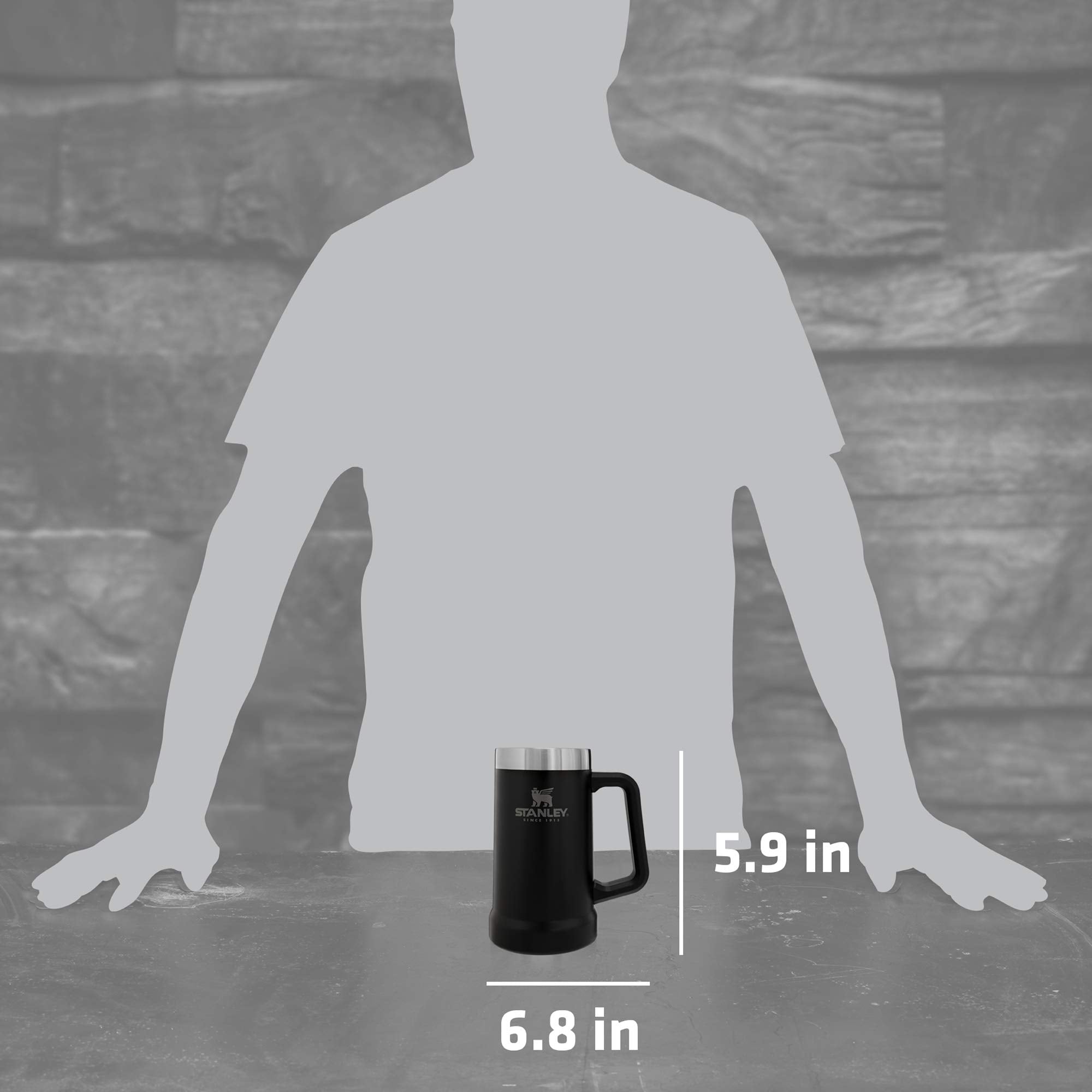 Stanley Stay-Chill Beer Stein 24 oz | Heavy Duty Big Grip Handle | Beer Tumbler Drink Cup, Holds 2 Cans | Insulated Stainless Steel Party Mug | BPA-Free | Matte Black