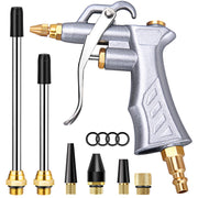 JASTIND Industrial Air Blow Gun with Brass Adjustable Air Flow Nozzle and 2 Steel Extension, Pneumatic Air Compressor Accessory Tool Dust Cleaning and Blower Gun