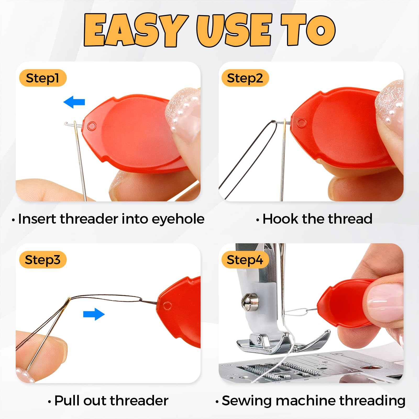 FIVEIZERO 30-Count Premium Hand Sewing Needles, 6 Sizes Embroidery Needles Kit with Threaders for Hand Sewing Crafts,Large Eye Sewing Needle Kit for Art and Craft Projects