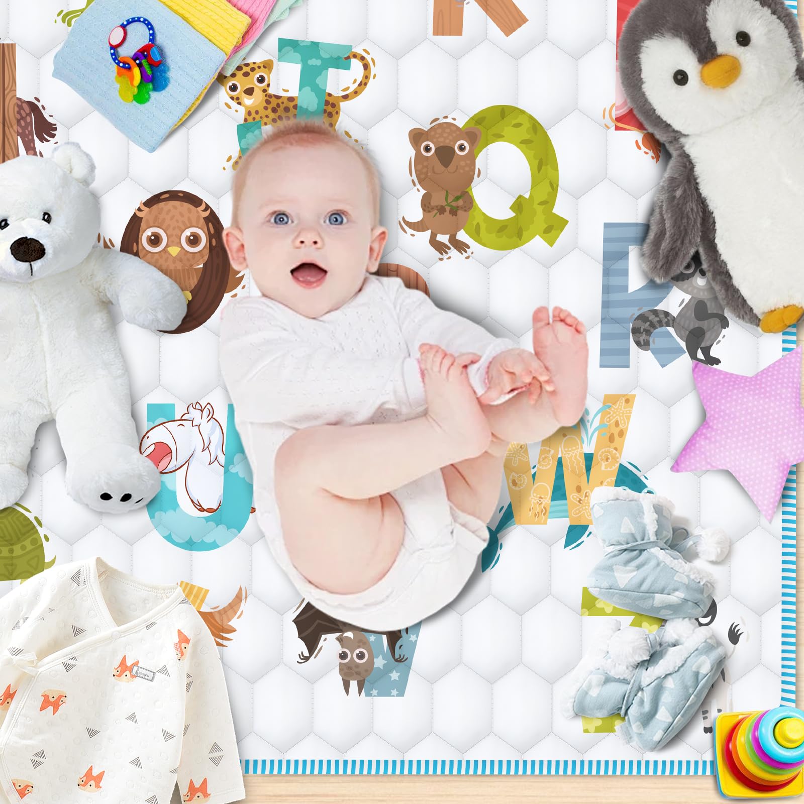 Baby Play Mat for Floor,Premium Baby Play Mat 50" X 50",Thick One-Piece Crawling, Odorless Floor Mat,Non-Slip Cushioned Baby Playmat for Infants,Babies,Toddlers.Foldable and Washable Baby Plaype