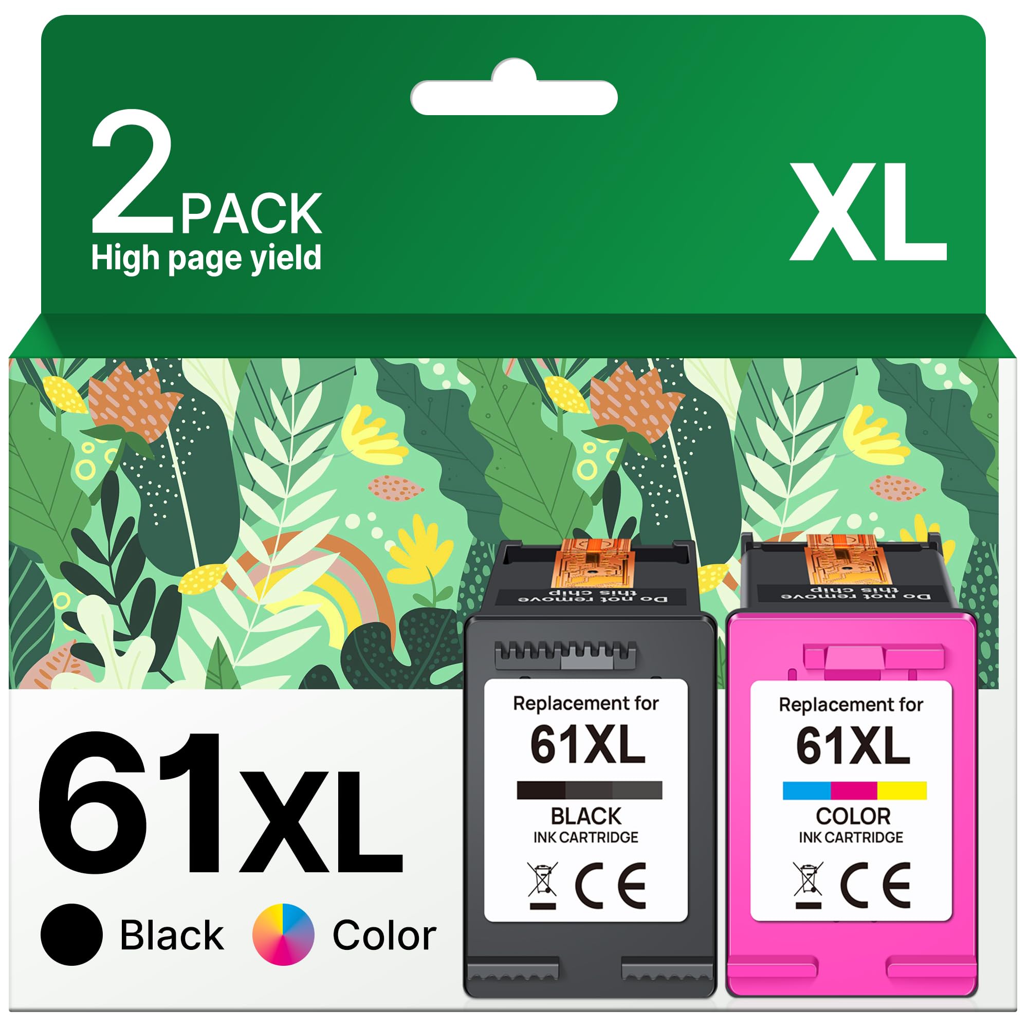 Adoccur 61XL Tintenpatronen-Ersatz für HP Ink 61 für HP 61 Tinte Kompatibel mit HP Envy 4500 5530 5534 4502 Deskjet 1000 1010 2540 3000 3510 Officejet 4630 4635 Drucker (2er-Pack)