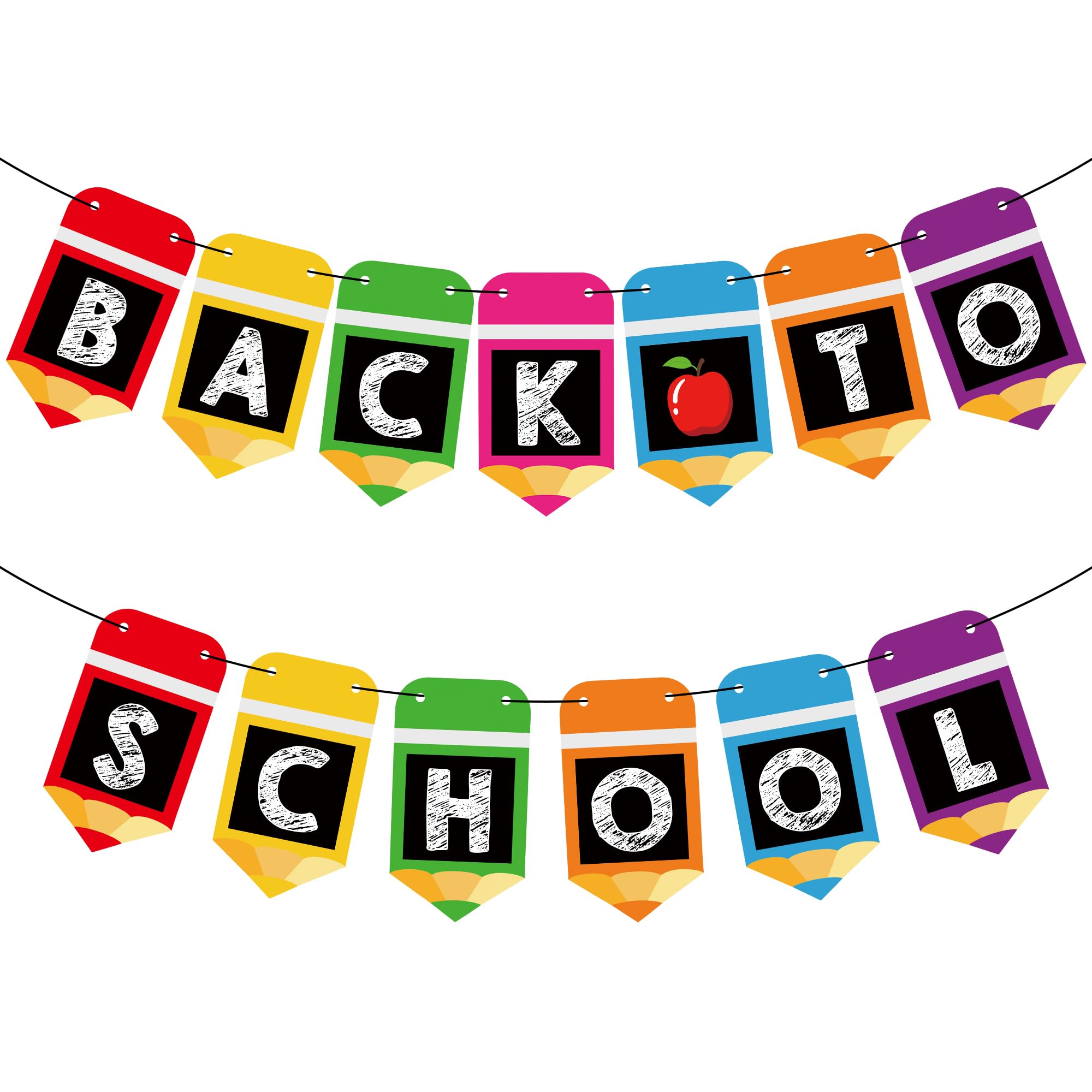 Back to School Decorations, Welcome Back to School Banner with Hanging Ornaments, First Day of School Supplies First Day of School Pencil Banner, Kindergarten Preschool Classroom Home Party Decor