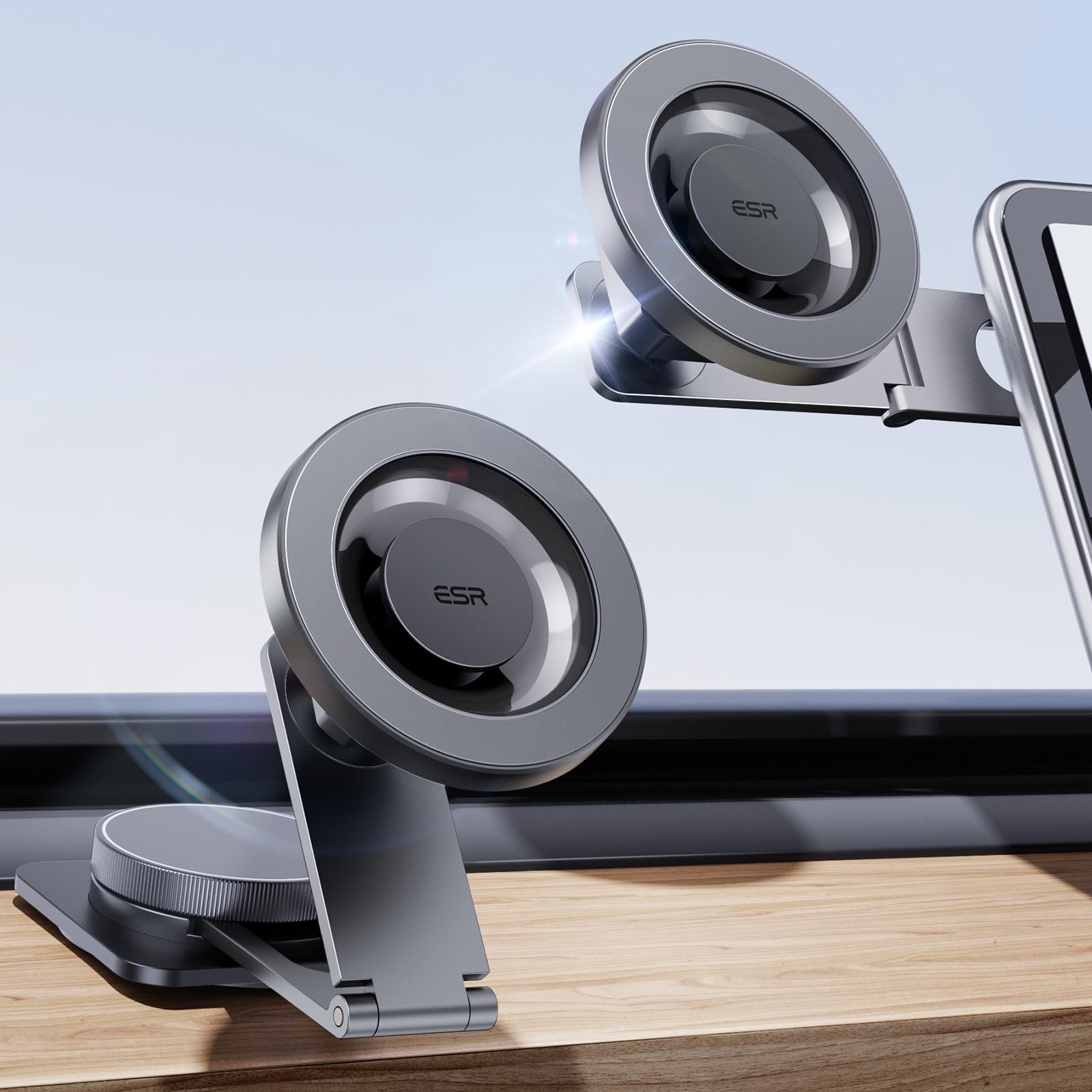 ESR Dashboard Magnetic Phone Holder for Car, Compatible with MagSafe Car Mount, Windshield Magnetic Car Mount for iPhone 16/15/14/13/12, Car Accessories, Charging Not Supported, Metallic Grey