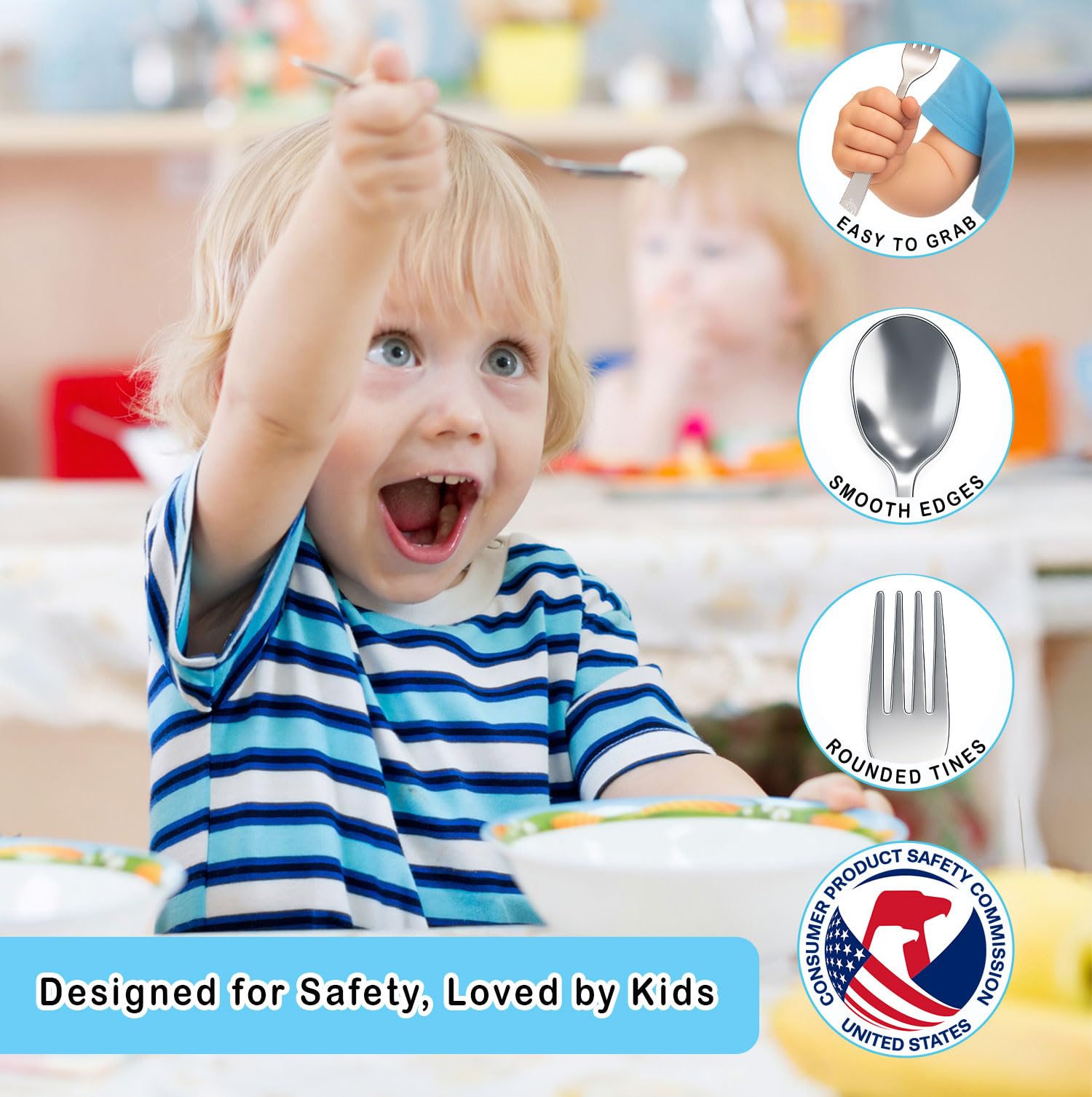 CHILLOUT LIFE Stainless Steel Kids Silverware Set 6 Pieces - Child and Toddler Safe Flatware - Kids Utensil Set - Metal Kids Cutlery Set (Includes 3 Small Kids Spoons & Kids 3 Forks)