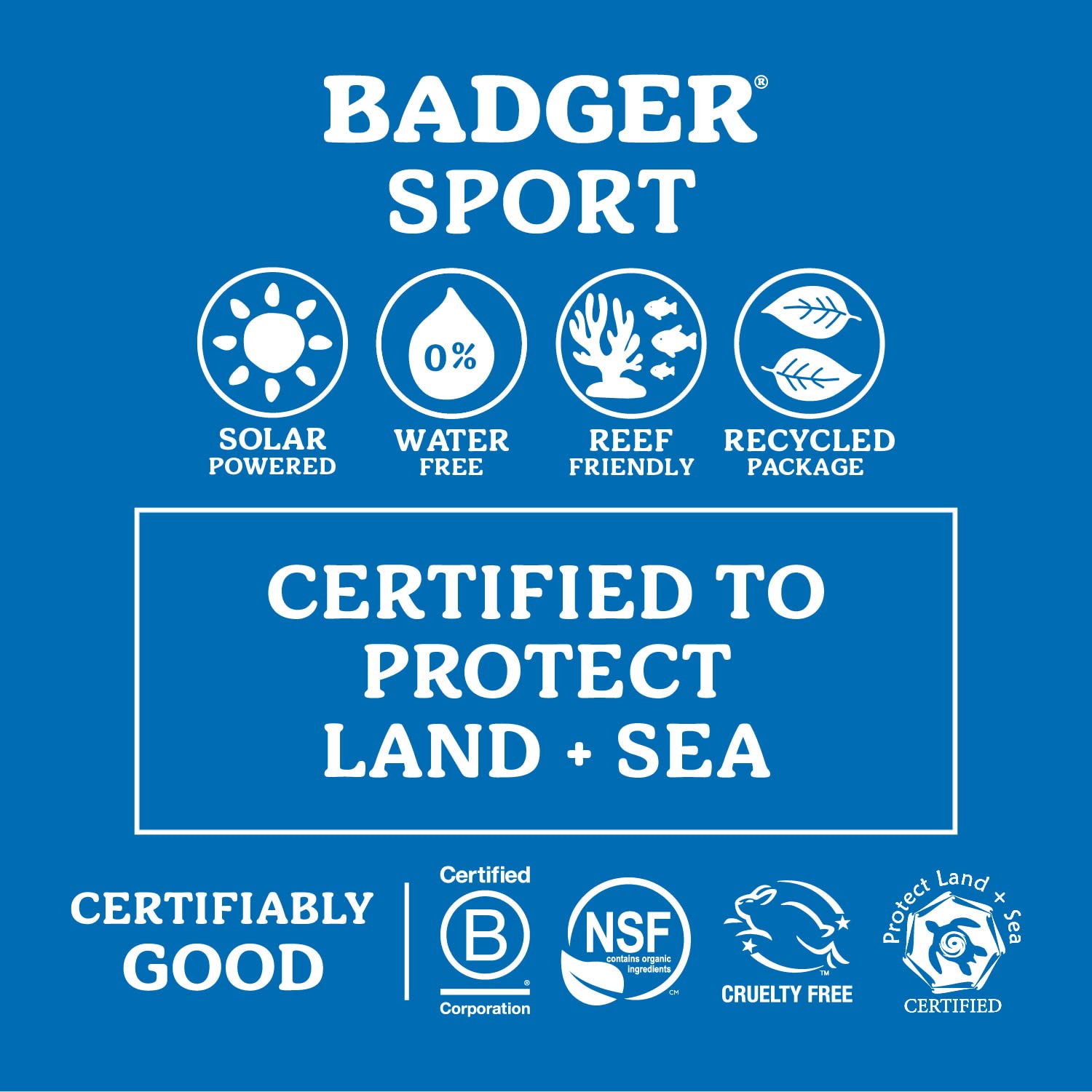 Badger Reef Safe Sunscreen, SPF 40 Sport Mineral Sunscreen, 98% Organic Sunscreen Ingredients, Broad Spectrum, Water Resistant, Zinc Oxide Sunscreen, Unscented, 2.9 fl oz (2 Pack)