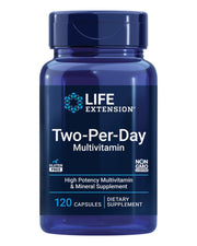 Life Extension Two-Per-Day Multivitamin, Vitamins B, C, D, zinc, Packed with Over 25 Vitamins, Minerals & extracts, Two-Month Supply, Non-GMO, Gluten-Free, 120 Capsules