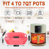 Air Fryer Silicone Liners Square 2 Pack 7.1 Inch Airfryer Liners 4-7 QT Reusable Air Fryer Liners Silicone Pot Oven Liner Baking Tray, Air Fryer Basket Silicone Mat Bowl Air Fryer Accessories Kitchen