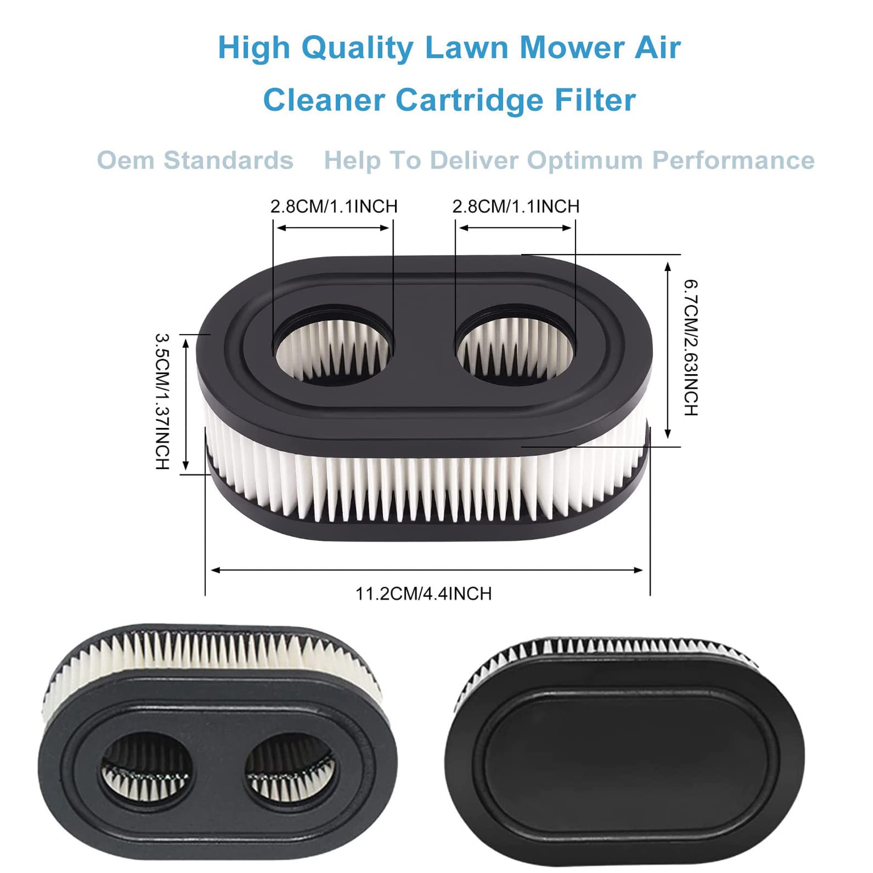 593260 Air Filter 593260 798452 334404 Air Cleaner Cartridge Filter, Lawn Mower Air Cleaner Replacement Filters for 4247 5432 5432k 09P00 09P702 550E 500EX 550EX 625 575EX Series Engine (2Pcs)