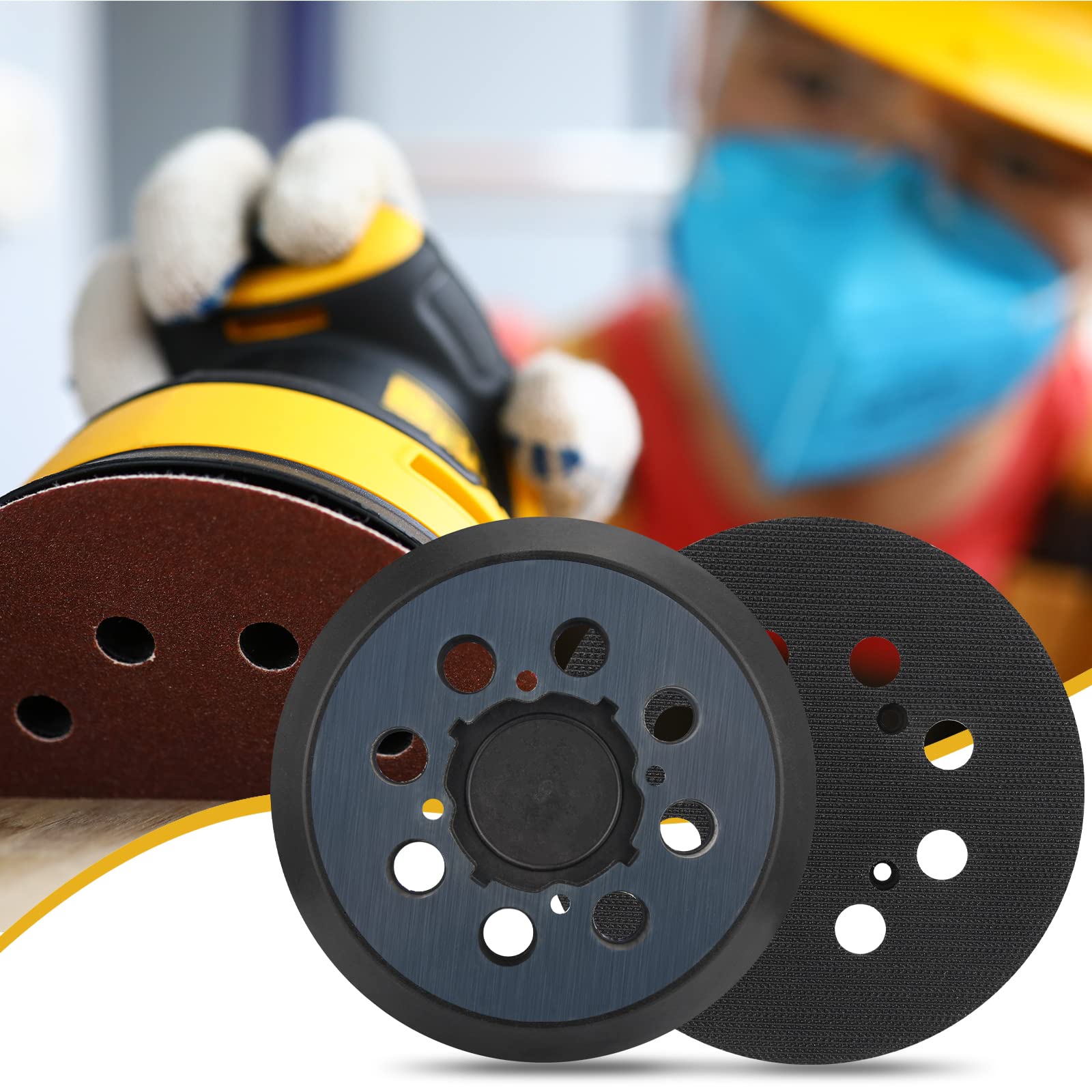Sander Pad for Dewalt, 2 Pack 5" 8 Hole Hook and Loop Orbital Sander Pad Replacement for DeWalt DWE6421 6421K DWE6423 6423K DCW210B (4 Screw Holes Sanding Part for DeWalt DWE64233 & N329079)