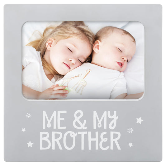 Tiny Ideas Me and My Brother Picture Frame, Holiday Gift Ideas For Siblings, Christmas Photo Picture Frame, Sibling Keepsake, Ideal Big Brother Gift, Shower Gift and Gender Neutral Nursery Decor, Gray