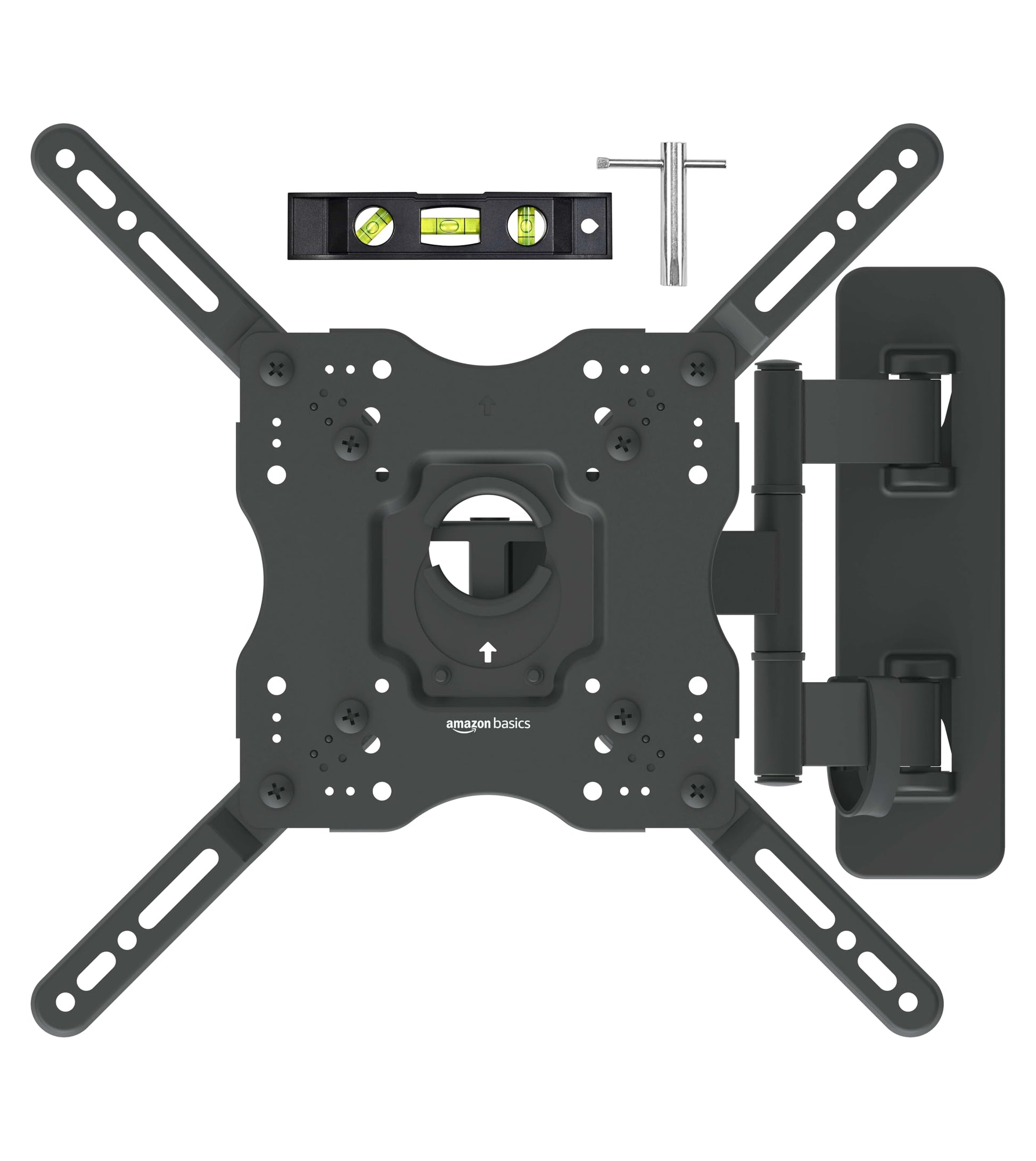 Amazon Basics Full Motion Articulating TV Wall Mount, with Swivel and Tilt, for 26" to 55" TVs and Flat Panels up to 80 Lbs, VESA Compatible, Black