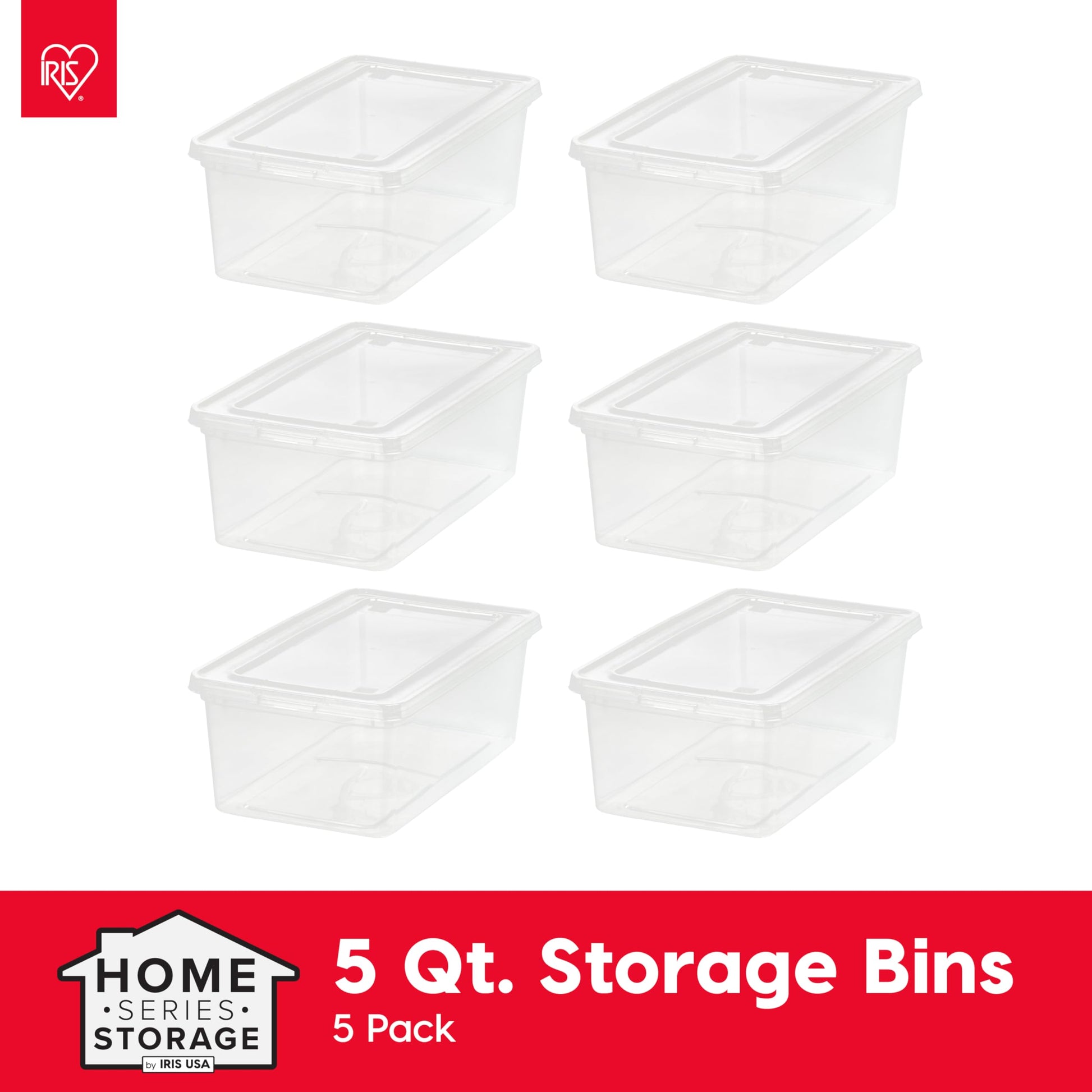 IRIS USA 6-Pack Storage Bins with Lids, 6 Quart, Shoe Boxes Clear Stackable Containers Organize Shoes Closet Shelves, Classroom Organization Teacher Tools, Game Storage - BPA-Free Plastic