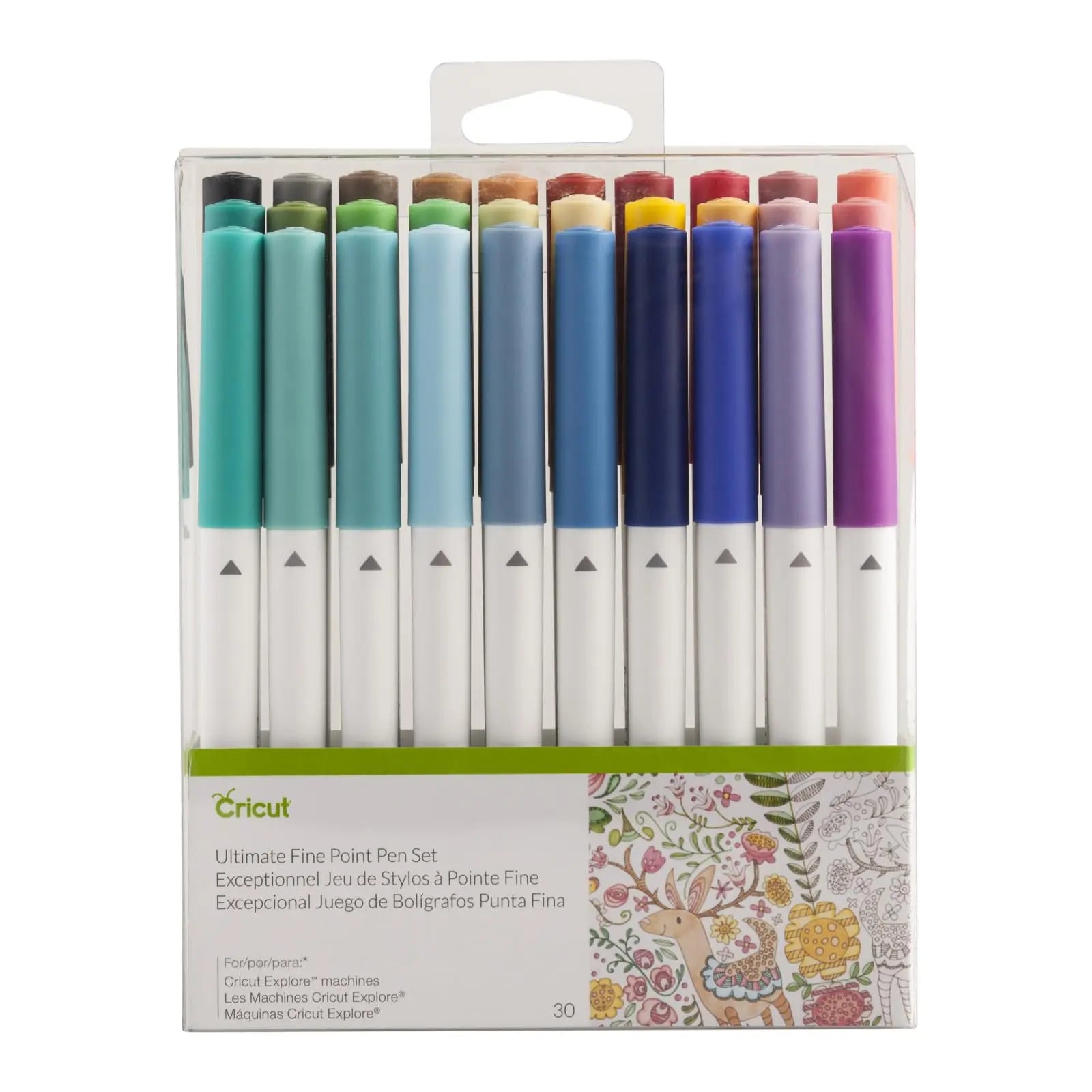 Cricut Ultimate Fine Point Pen Set, 0.4mm Fine Tip Pens to Write, Draw & Color, Create Personalized Cards & Invites, Use Maker and Explore Cutting Machines, 30 Assorted Colored Pens