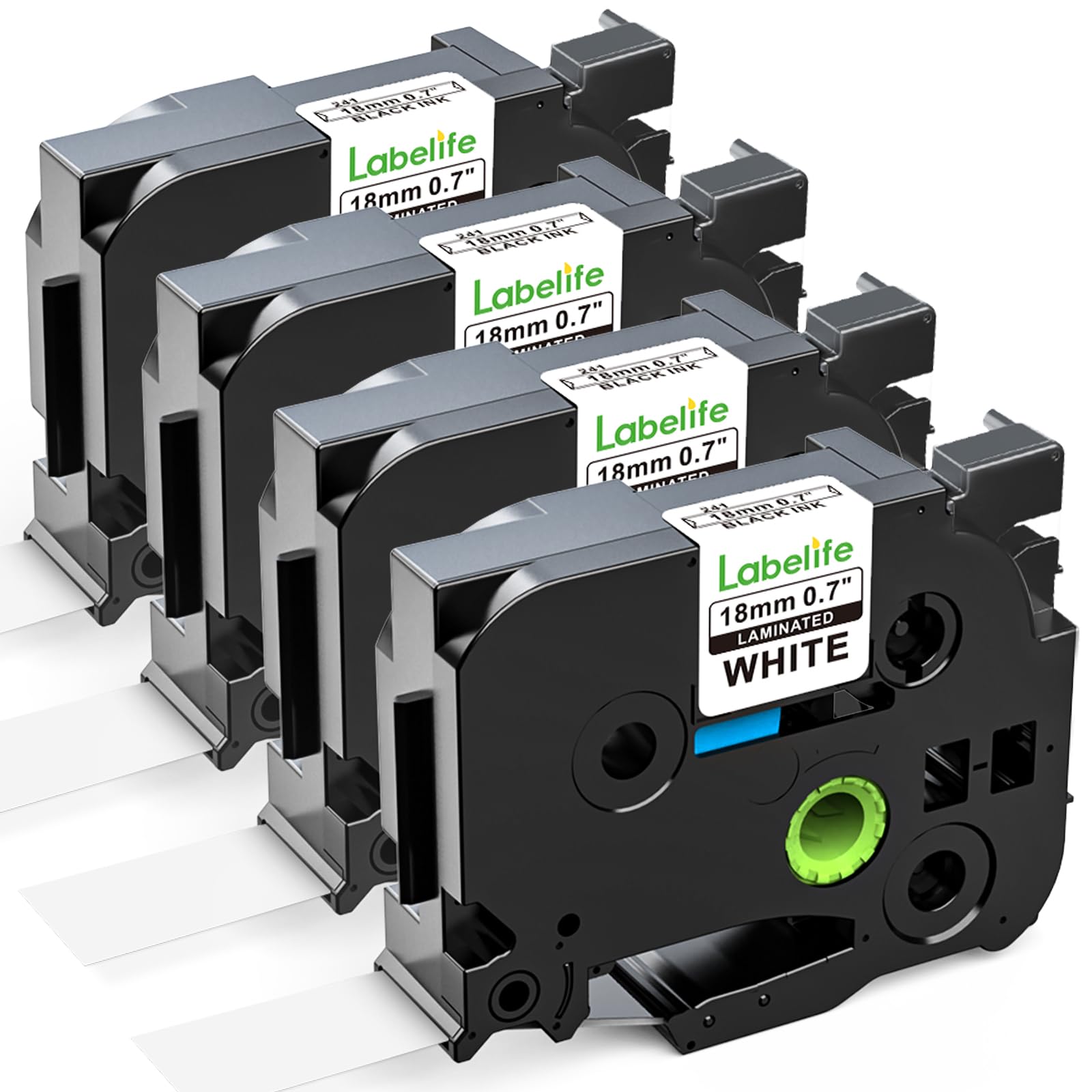 Labelife TZe-251 24mm Label Tape Replacement for Brother P Touch TZe TZ Label Tape 24mm 0.94 Laminated White TZe251 TZ-251 for Brother Ptouch PT-D600 PT-D610BT PT-P710BT Label Maker, 1 Inch, 4-Pack