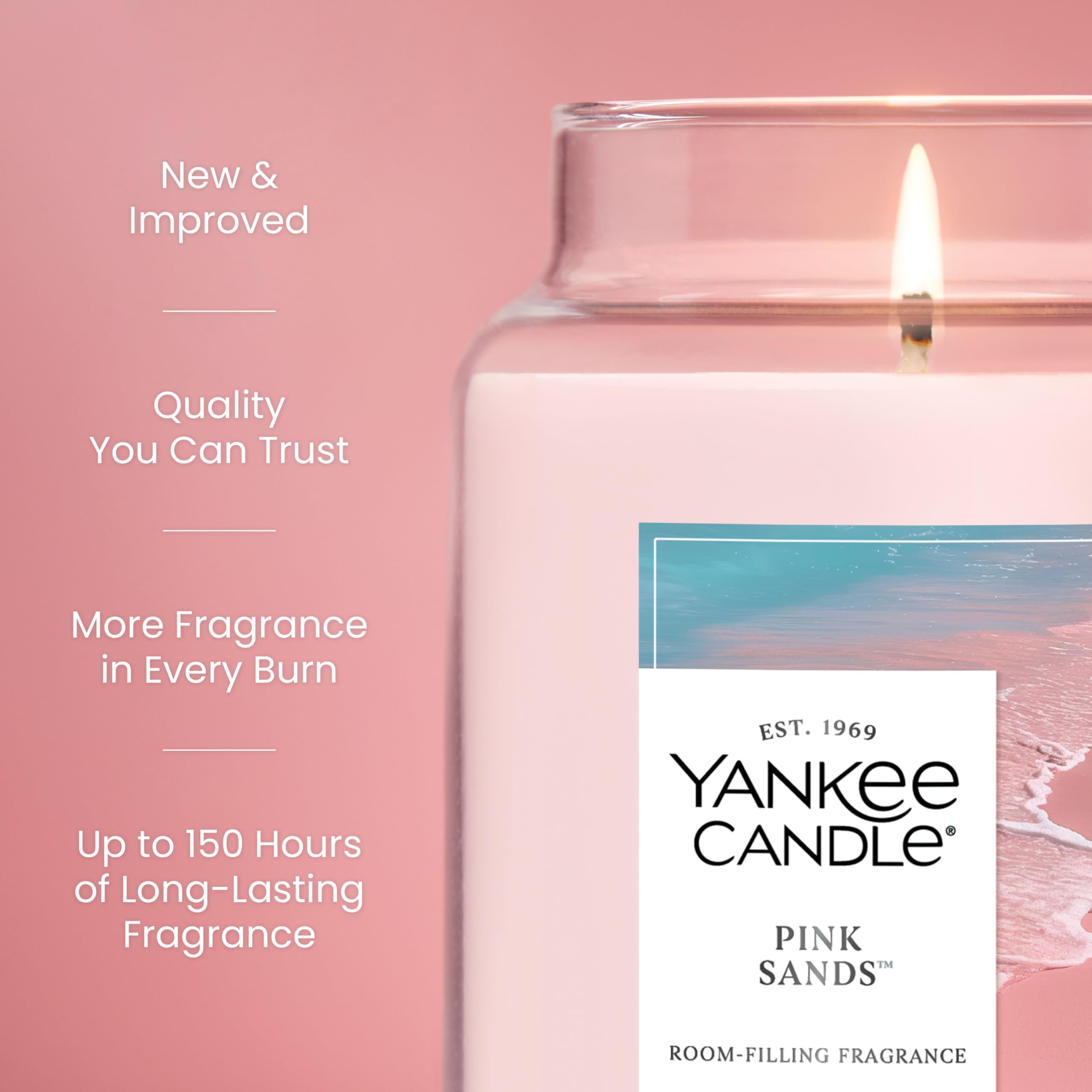 Yankee Candle Pink Sands Scented Candle, 22oz Large Jar with up to 150 Hour Burn Time, Giftable, Birthdays